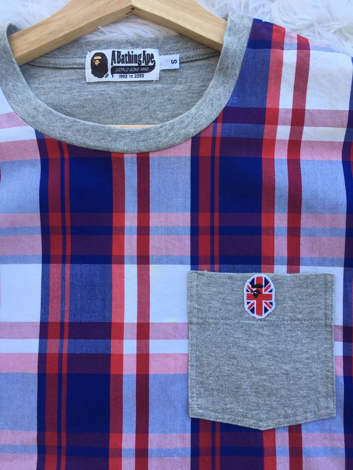 Bape Bape Check Union Jack Pocket Tee Size US S / EU 44-46 / 1 - 7 Thumbnail