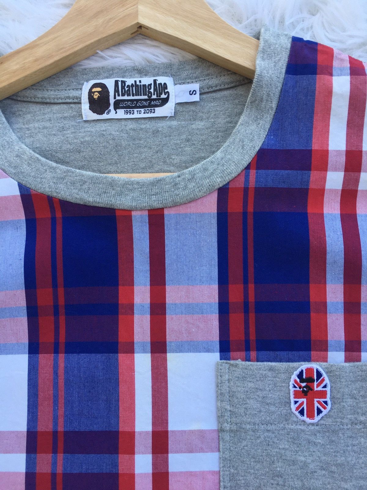 Bape Bape Check Union Jack Pocket Tee Size US S / EU 44-46 / 1 - 8 Thumbnail