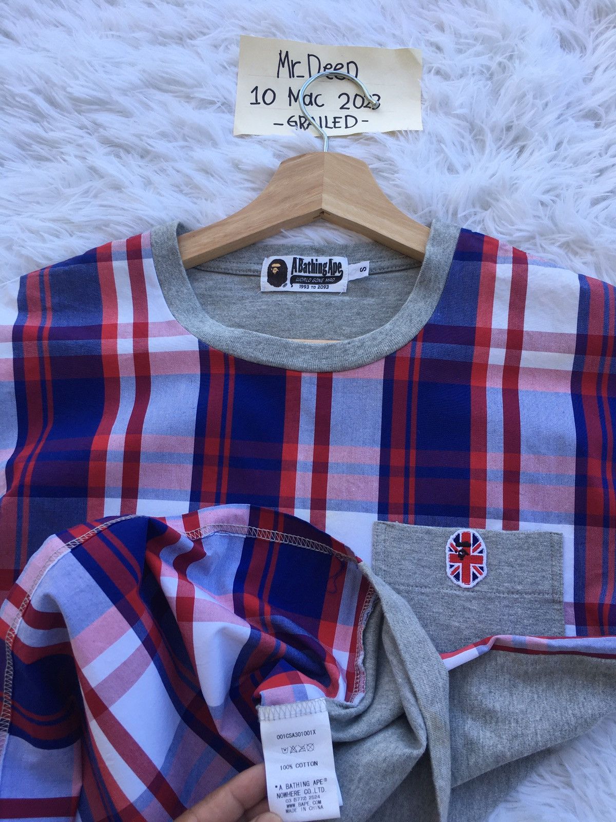 Bape Bape Check Union Jack Pocket Tee Size US S / EU 44-46 / 1 - 11 Thumbnail
