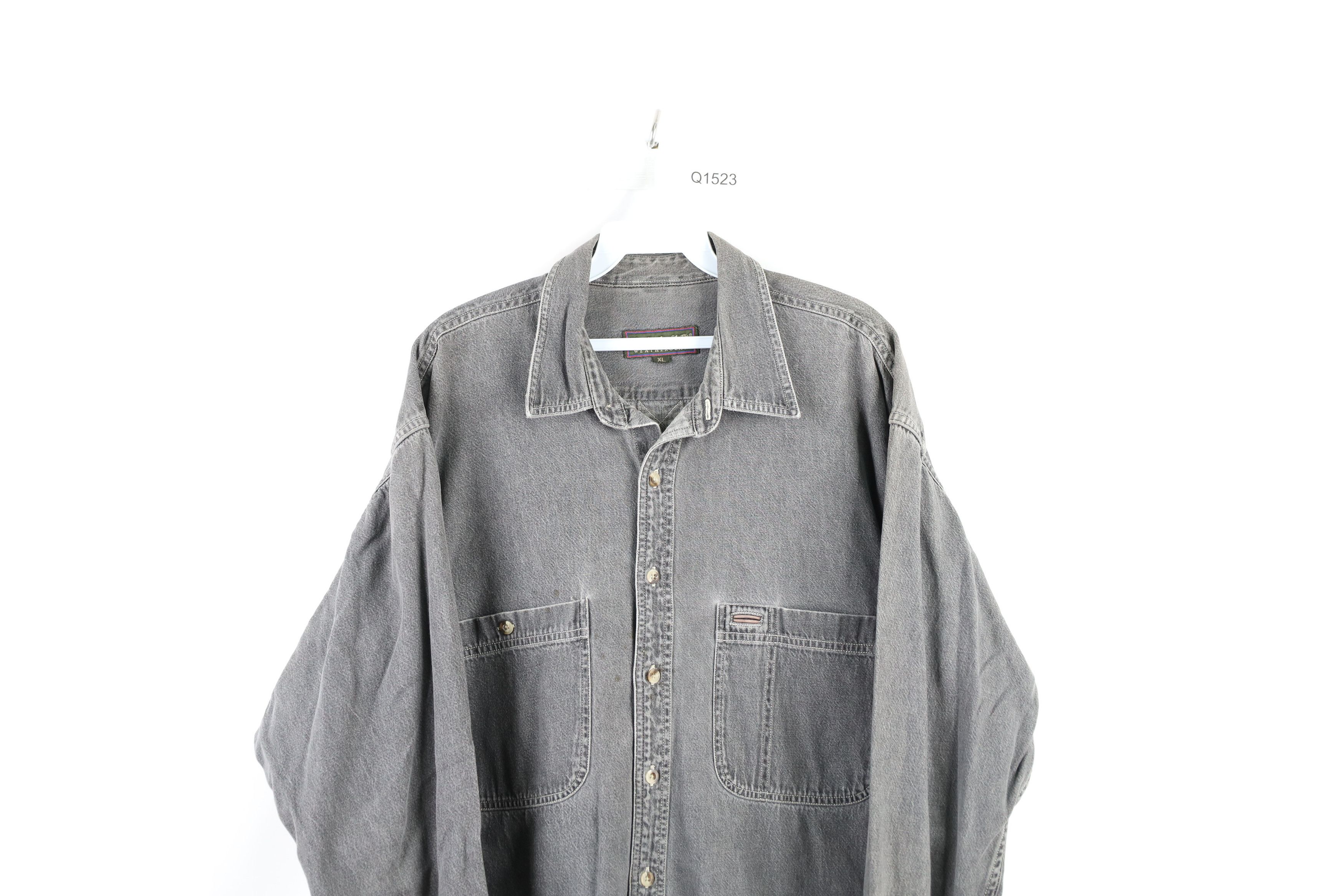 Timberland × Vintage Vintage 90s Timberland Baggy Fit Denim Button Shirt Black Size US XL / EU 56 / 4 - 2 Thumbnail
