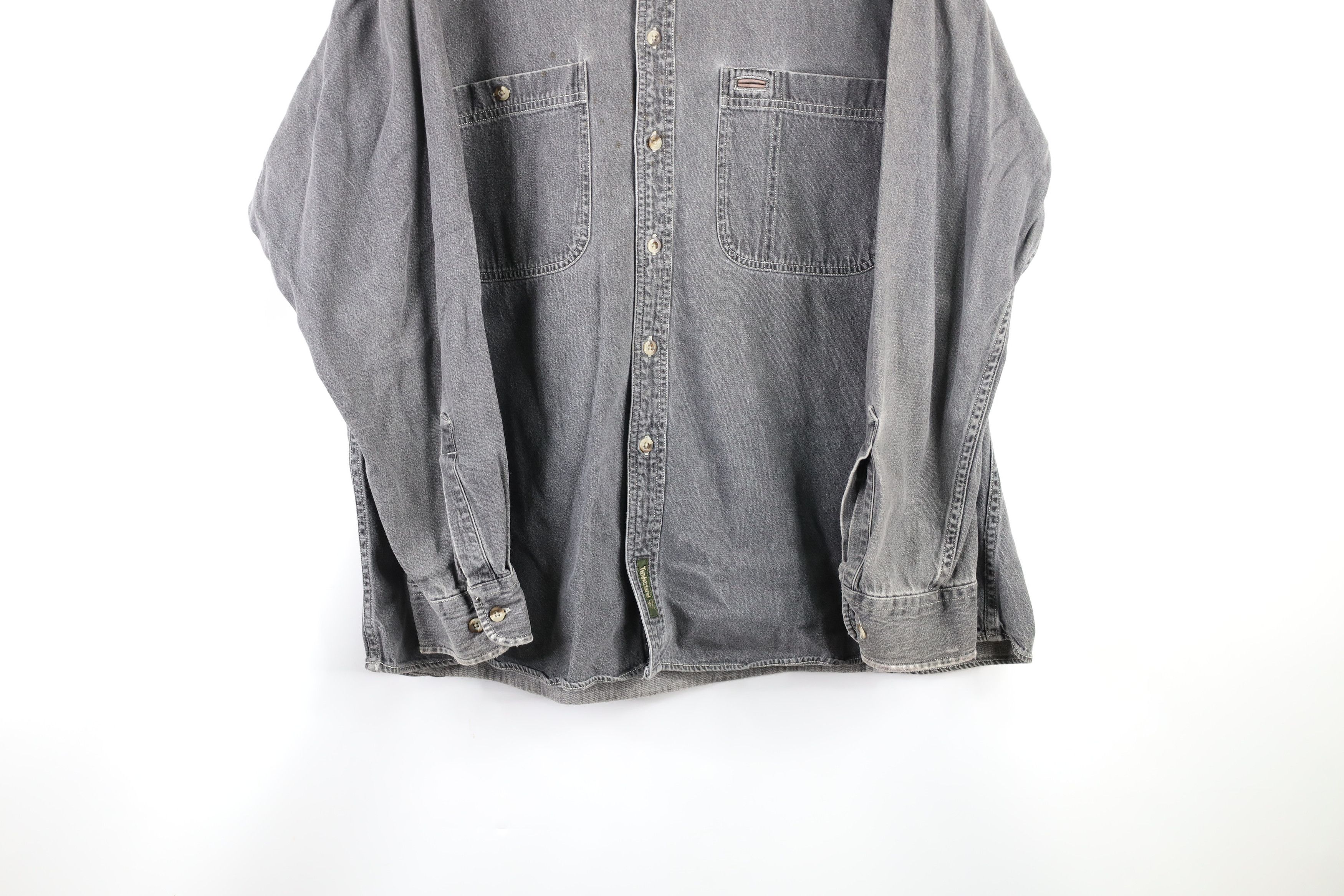 Timberland × Vintage Vintage 90s Timberland Baggy Fit Denim Button Shirt Black Size US XL / EU 56 / 4 - 3 Thumbnail