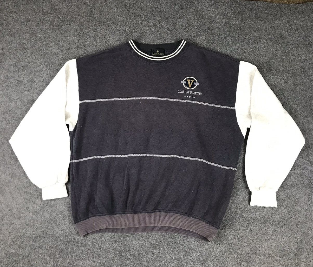 Vintage Sunfaded Claudio Valentino sweatshirt Big Logo Size US XL / EU 56 / 4 - 2 Thumbnail