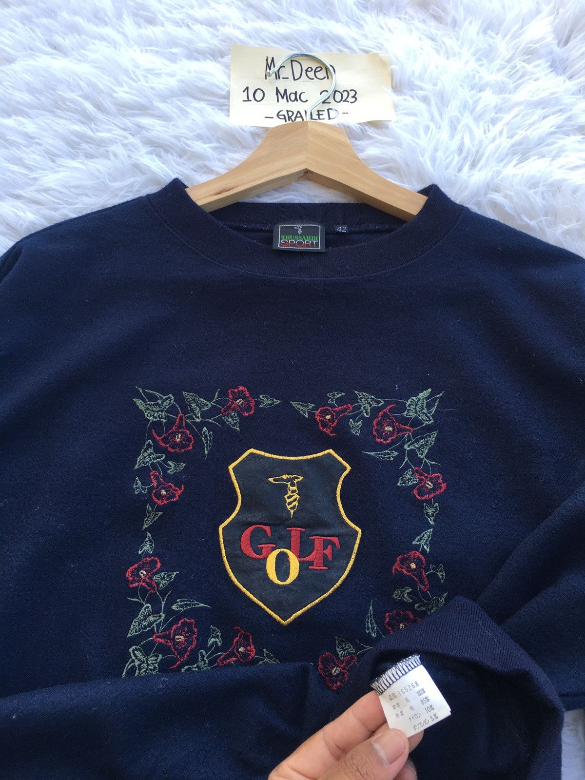 Trussardi Rare Vintage Trussardi Big Logo Sweatshirt Size US L / EU 52-54 / 3 - 9 Thumbnail