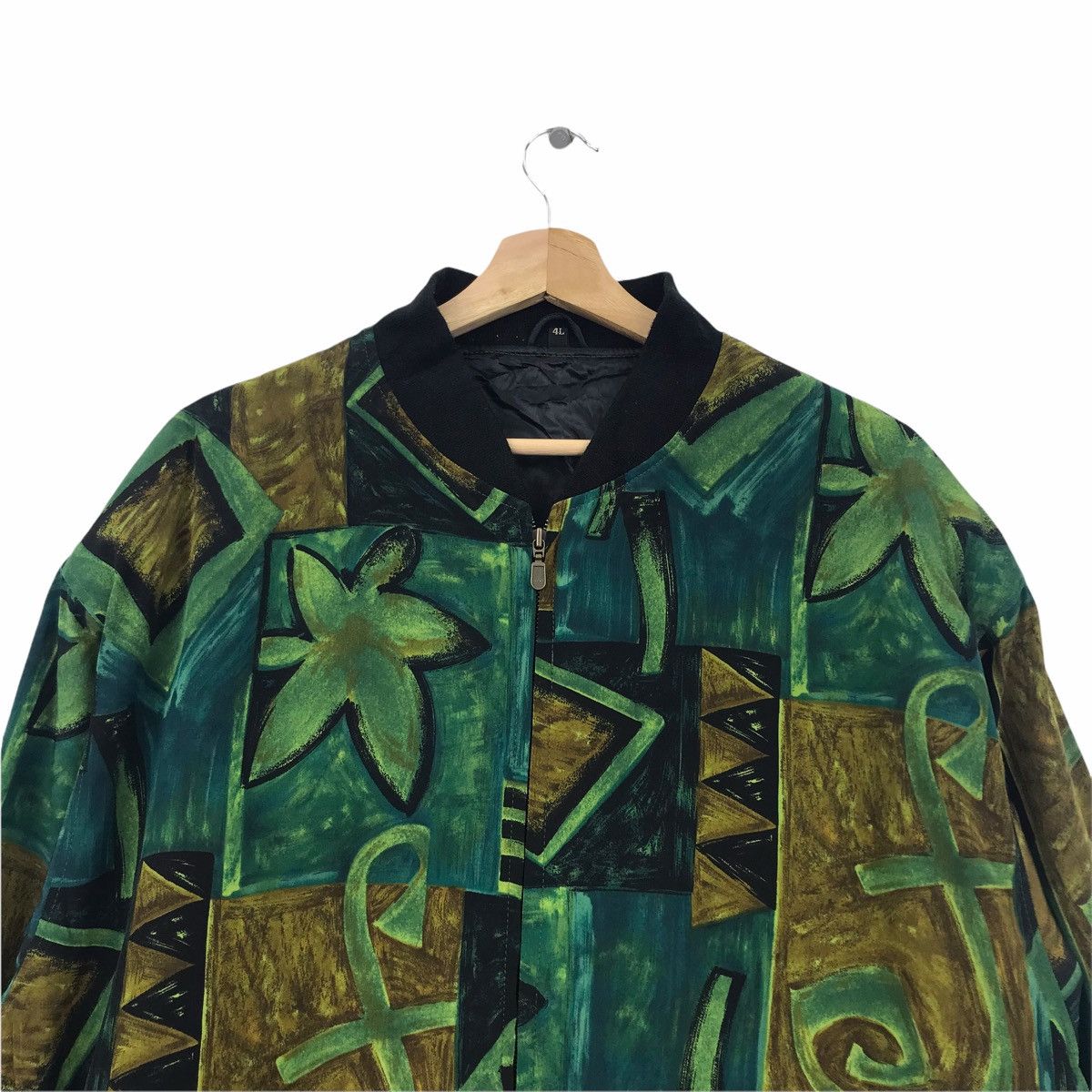 Vintage Vintage ARTWORK ART Ancient Jungle Green Silk Bomber Jacket Size US XXL / EU 58 / 5 - 2 Thumbnail