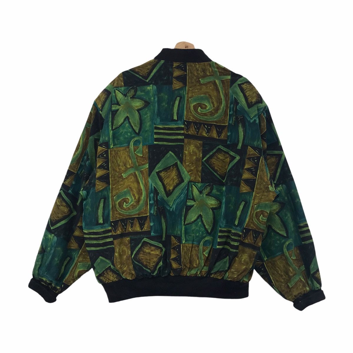 Vintage Vintage ARTWORK ART Ancient Jungle Green Silk Bomber Jacket Size US XXL / EU 58 / 5 - 6 Thumbnail