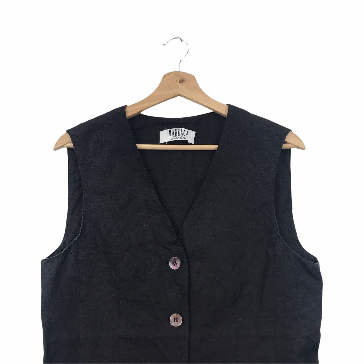 Vintage Vintage MARELLA ITALY Designer Sleeveless Black Coat Size US L / EU 52-54 / 3 - 2 Thumbnail