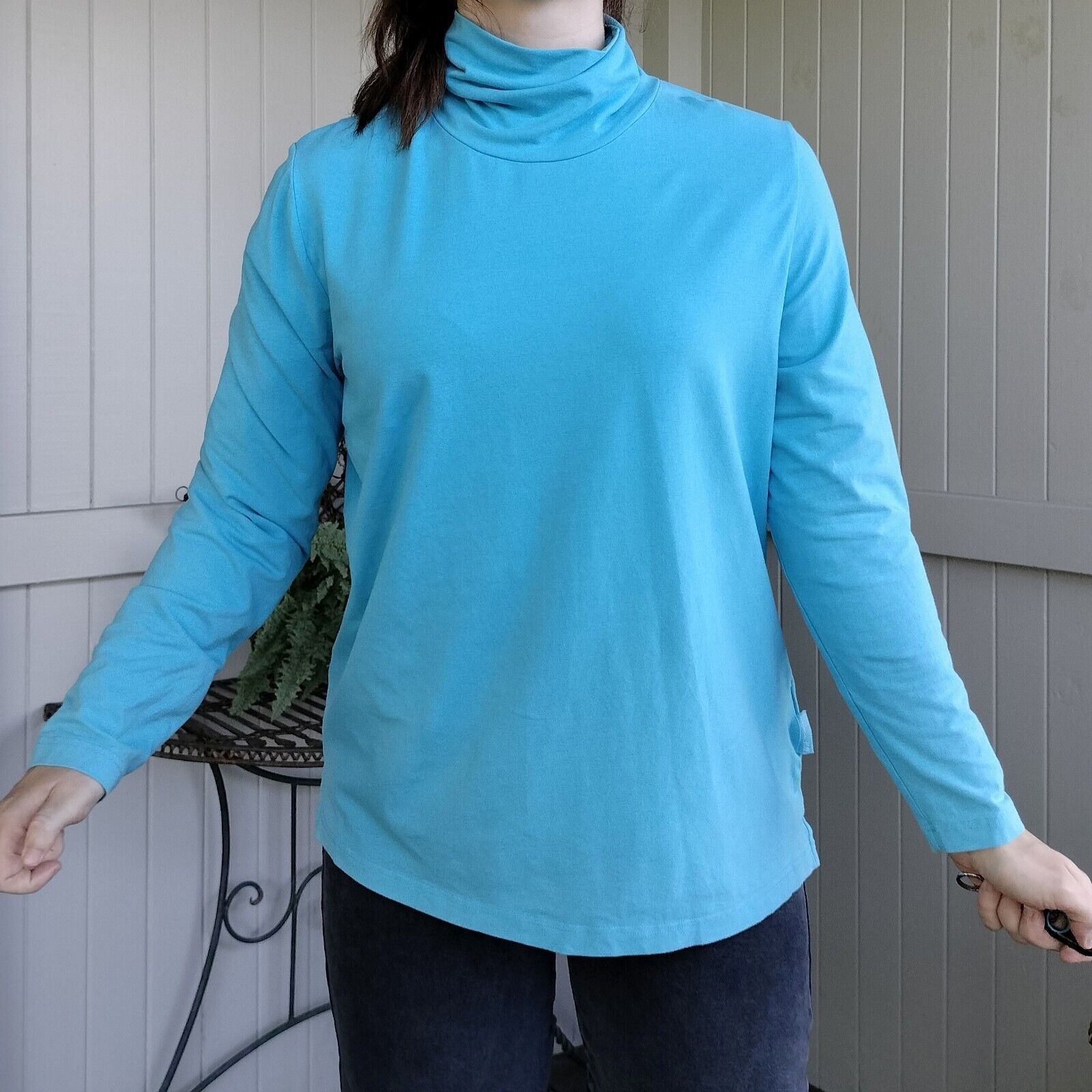 Vintage Vintage Y2K 2000s Top Turtleneck Blue Size XL / US 12-14 / IT 48-50 - 2 Thumbnail