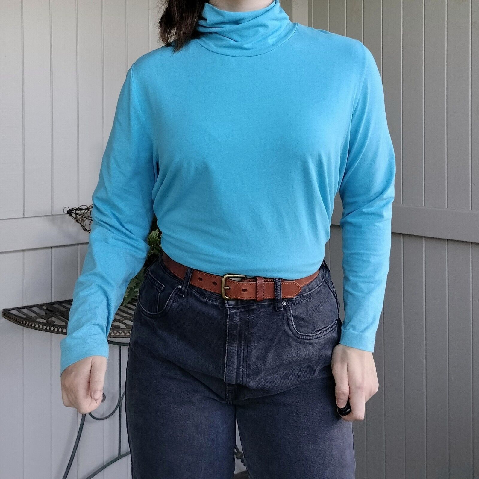 Vintage Vintage Y2K 2000s Top Turtleneck Blue Size XL / US 12-14 / IT 48-50 - 1 Thumbnail