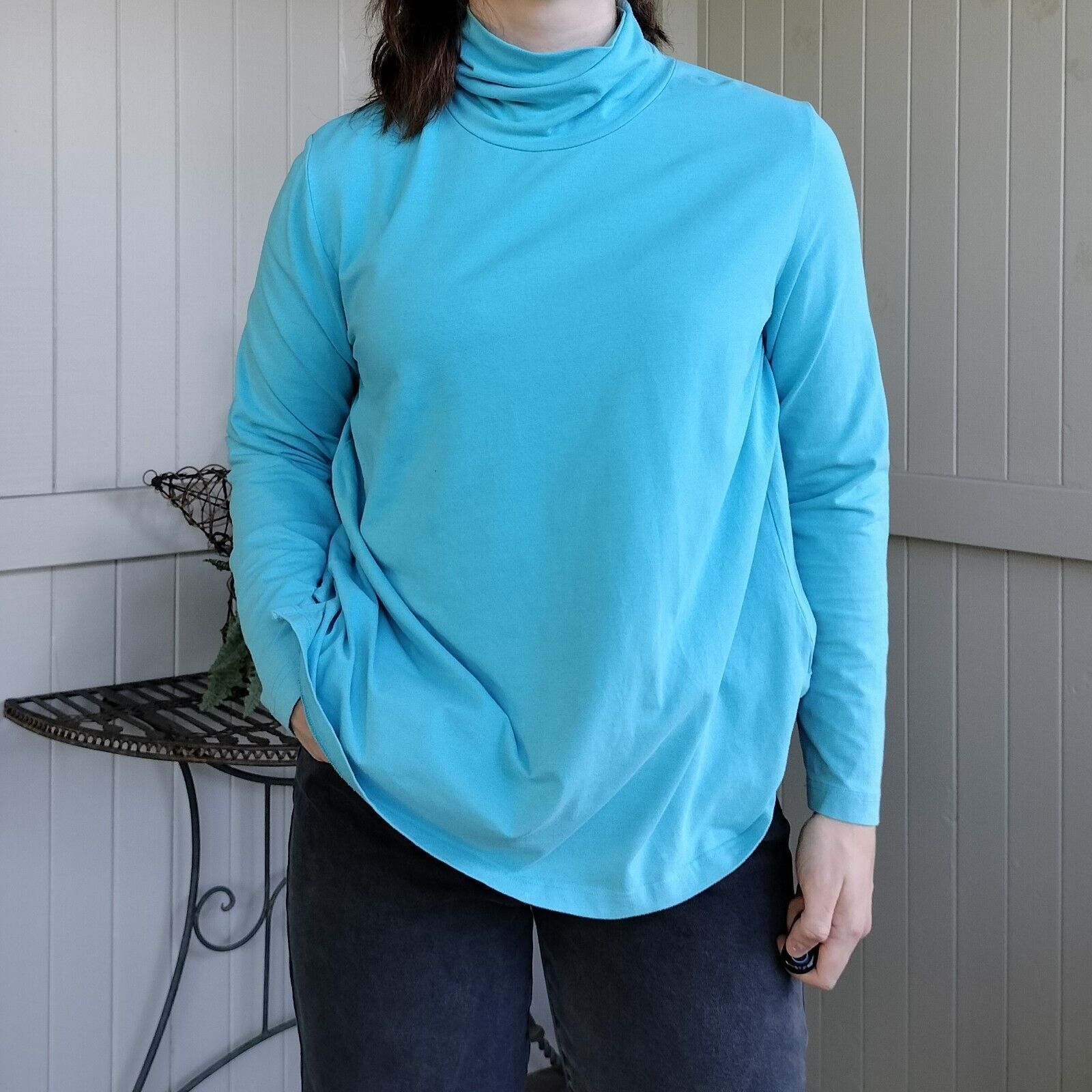 Vintage Vintage Y2K 2000s Top Turtleneck Blue Size XL / US 12-14 / IT 48-50 - 3 Thumbnail