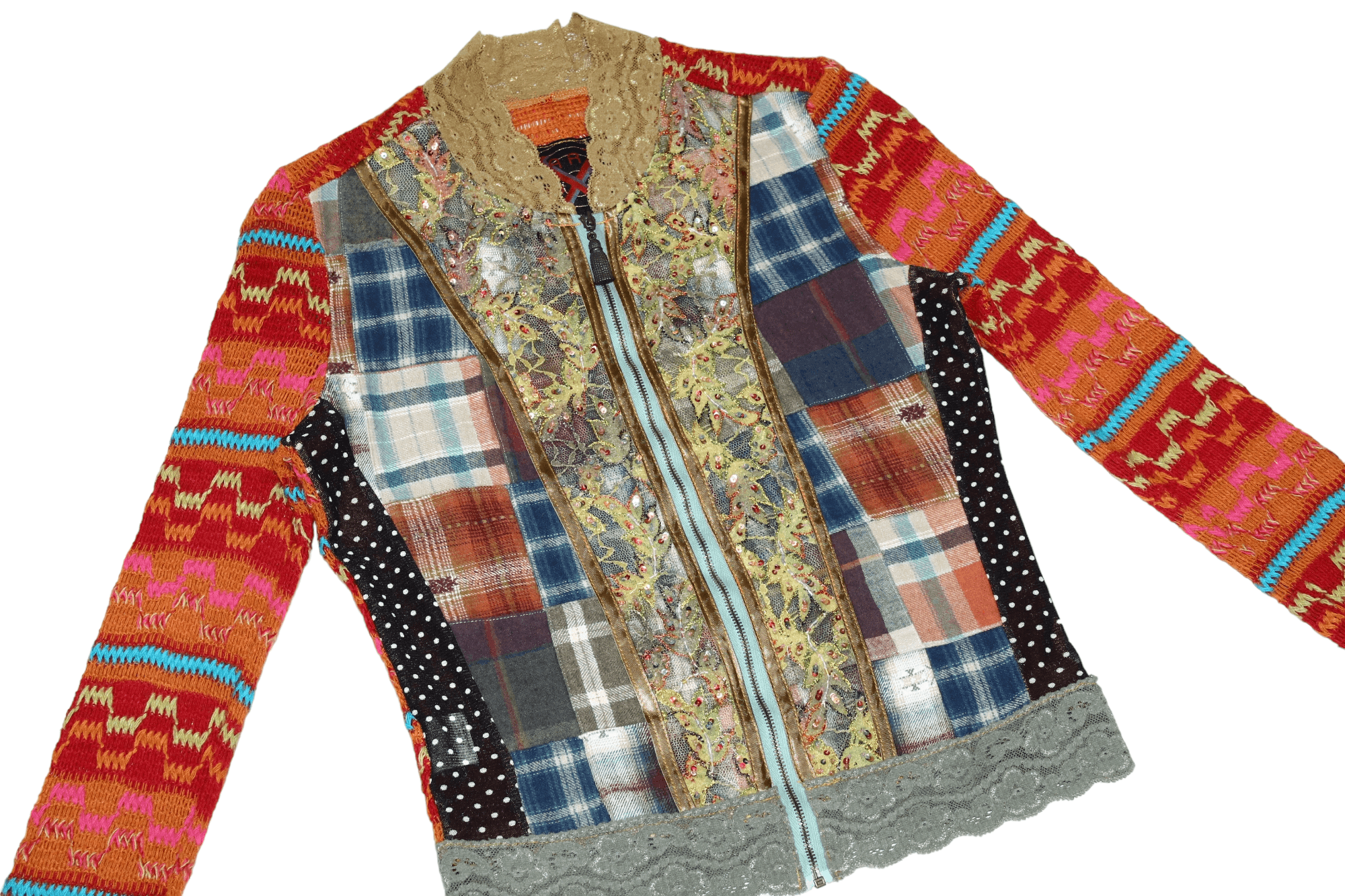 Beauty Beast 🔥🔥🔥 WooXoom Paris 1990s Patchwork Zip Up Cardigan Size M / US 6-8 / IT 42-44 - 4 Thumbnail