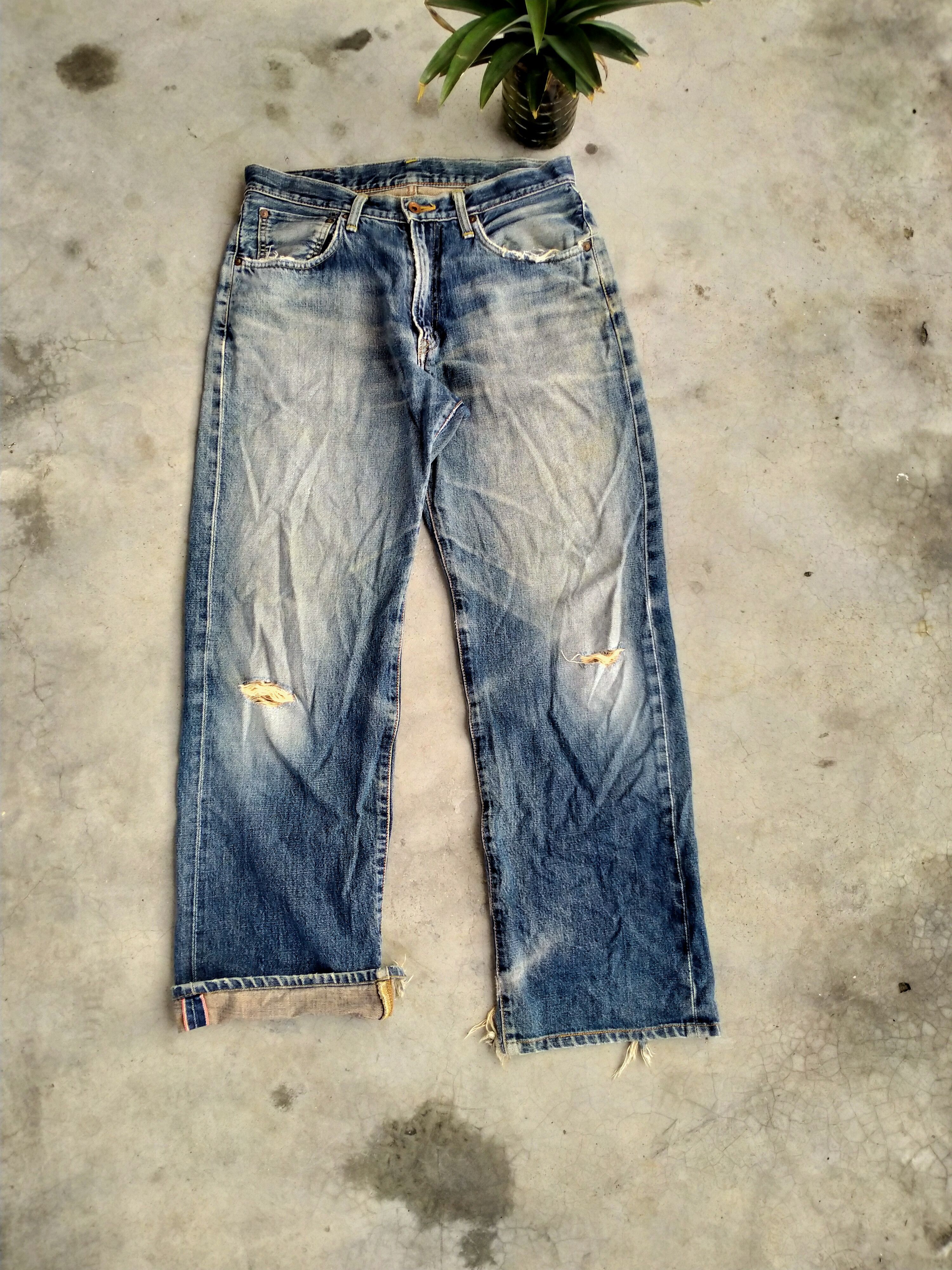 Edwin × Japanese Brand DISTRESSED EDWIN 505X SELVEDGE DENIM # Size US 32 / EU 48 - 1 Thumbnail