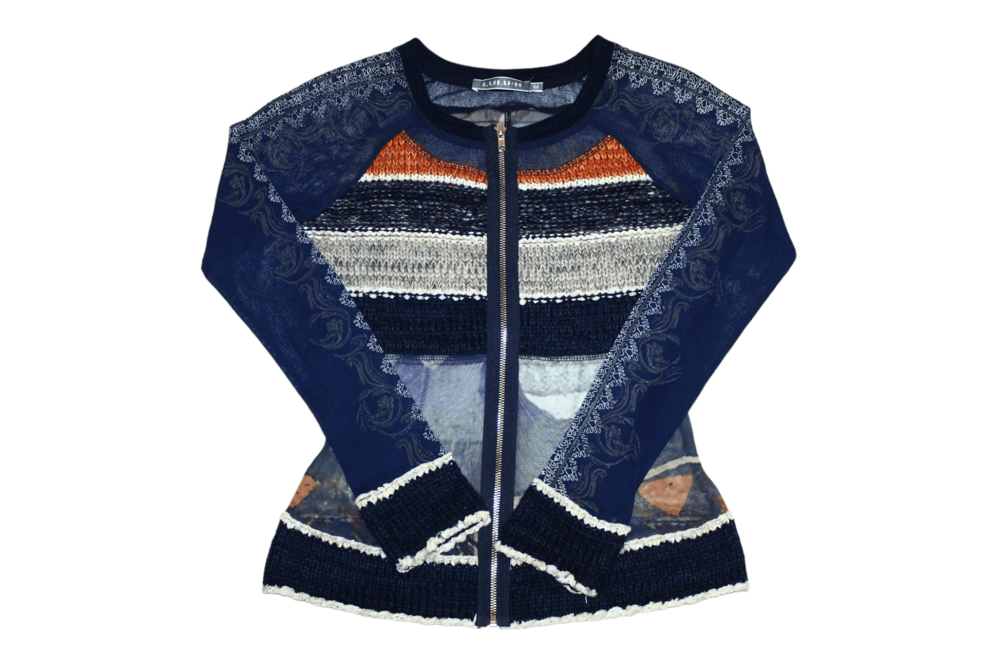 Beauty Beast 🔥VTG🔥 LULU-H Paris Lace Boho Knitted Zip Up Cardigan Size M / US 6-8 / IT 42-44 - 1 Thumbnail