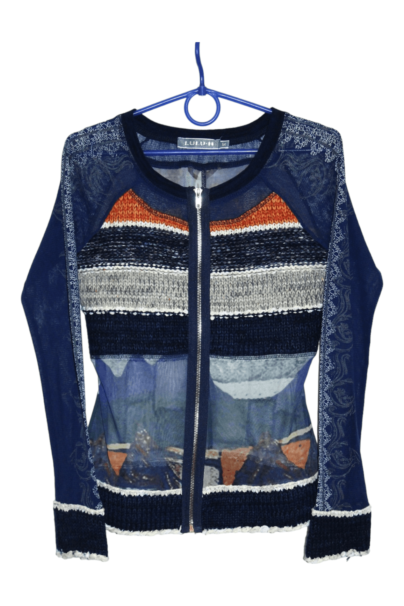 Beauty Beast 🔥VTG🔥 LULU-H Paris Lace Boho Knitted Zip Up Cardigan Size M / US 6-8 / IT 42-44 - 3 Thumbnail
