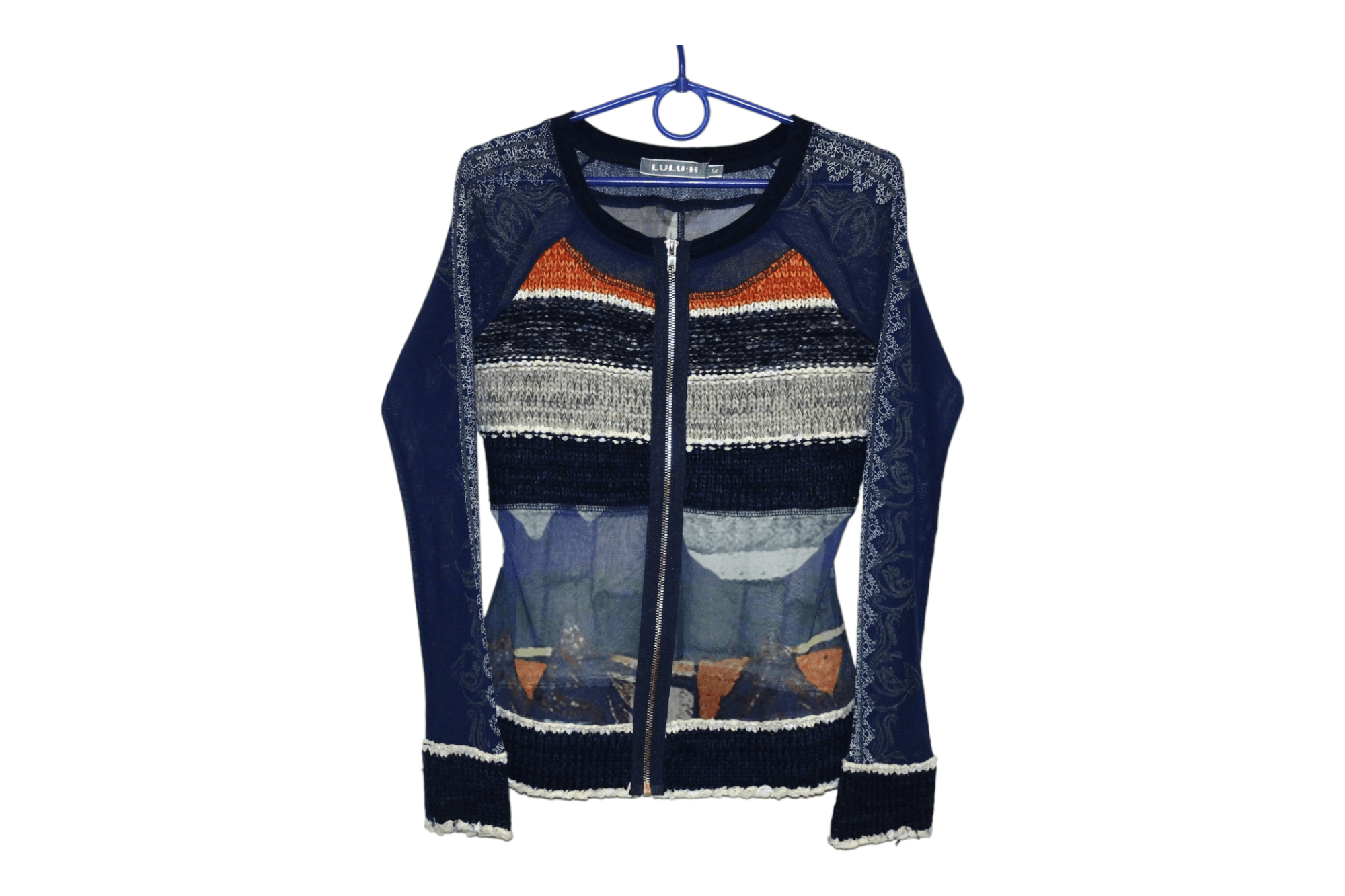 Beauty Beast 🔥VTG🔥 LULU-H Paris Lace Boho Knitted Zip Up Cardigan Size M / US 6-8 / IT 42-44 - 12 Thumbnail