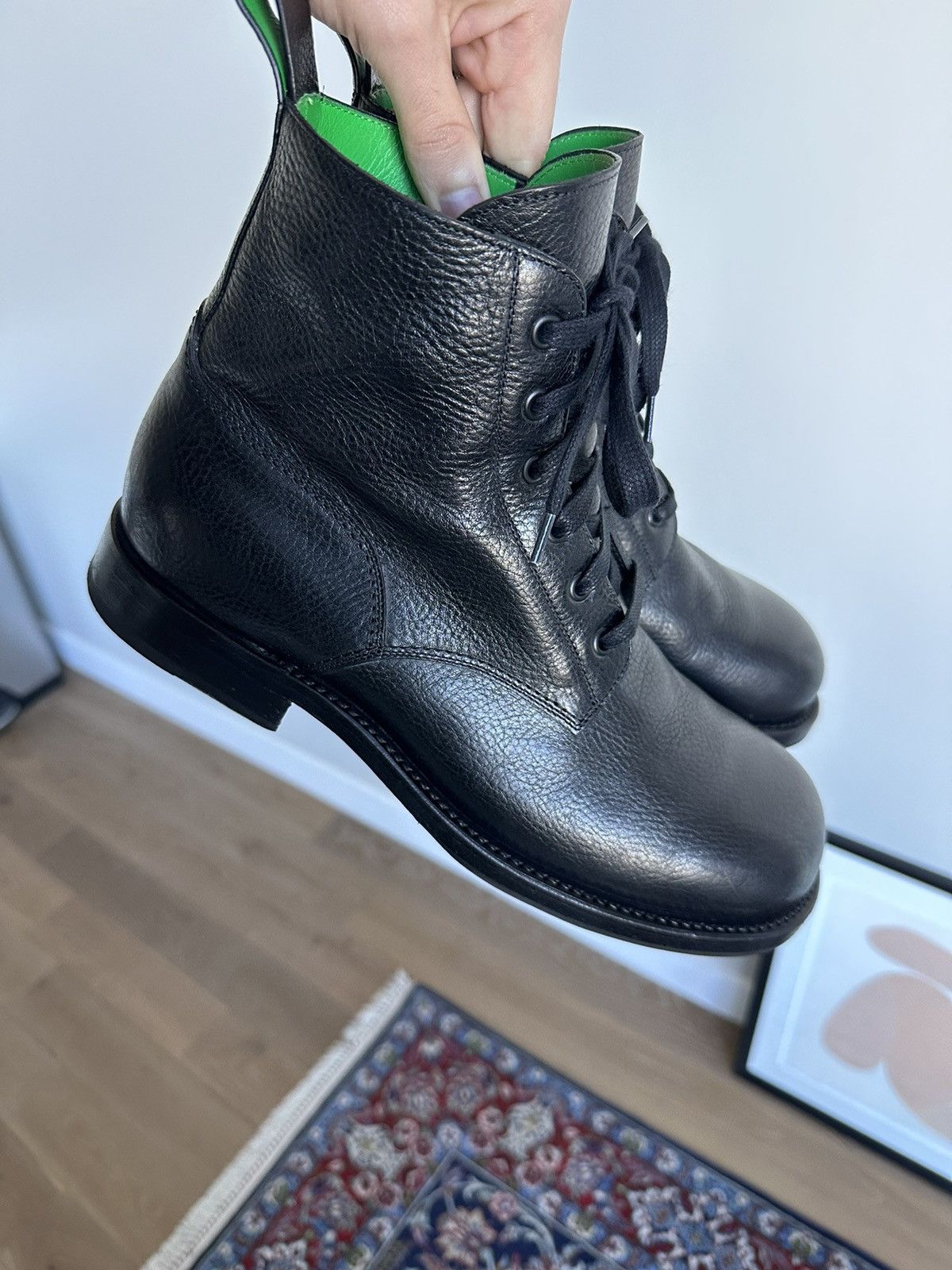 image of Bottega Veneta Wardrobe Lace-Up Ankle Boot ($1500) in Black, Men's (Size 10)