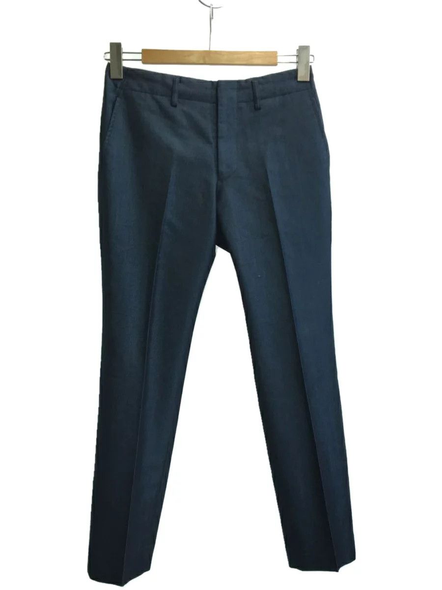 Casual Navy Plain Zip Fly Slacks Pants