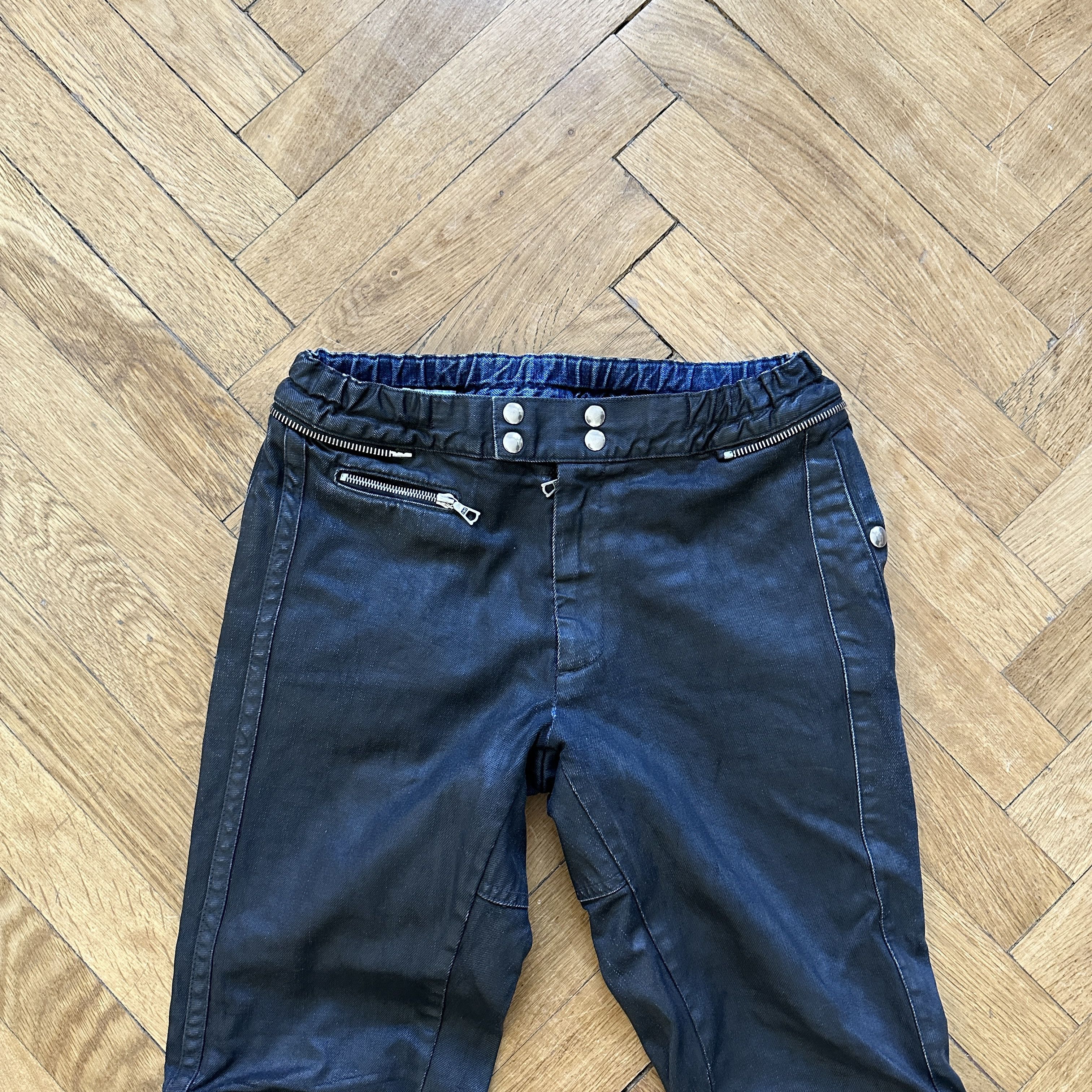 Dries Van Noten FW14 Black Waxed Moto Biker Pants Size US 32 / EU 48 - 3 Thumbnail