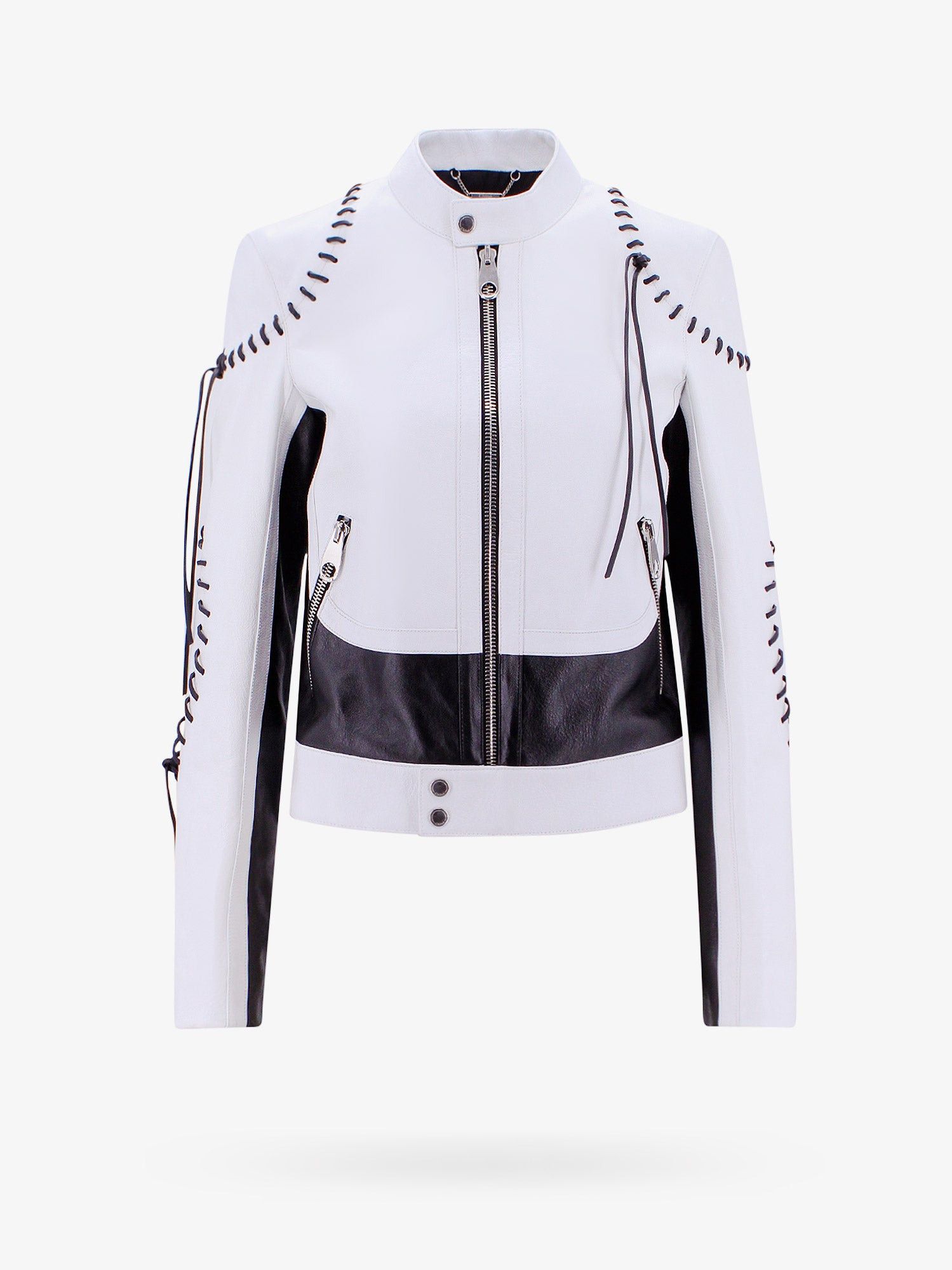 Chic Black & White Women's Leather Jacket main image 1