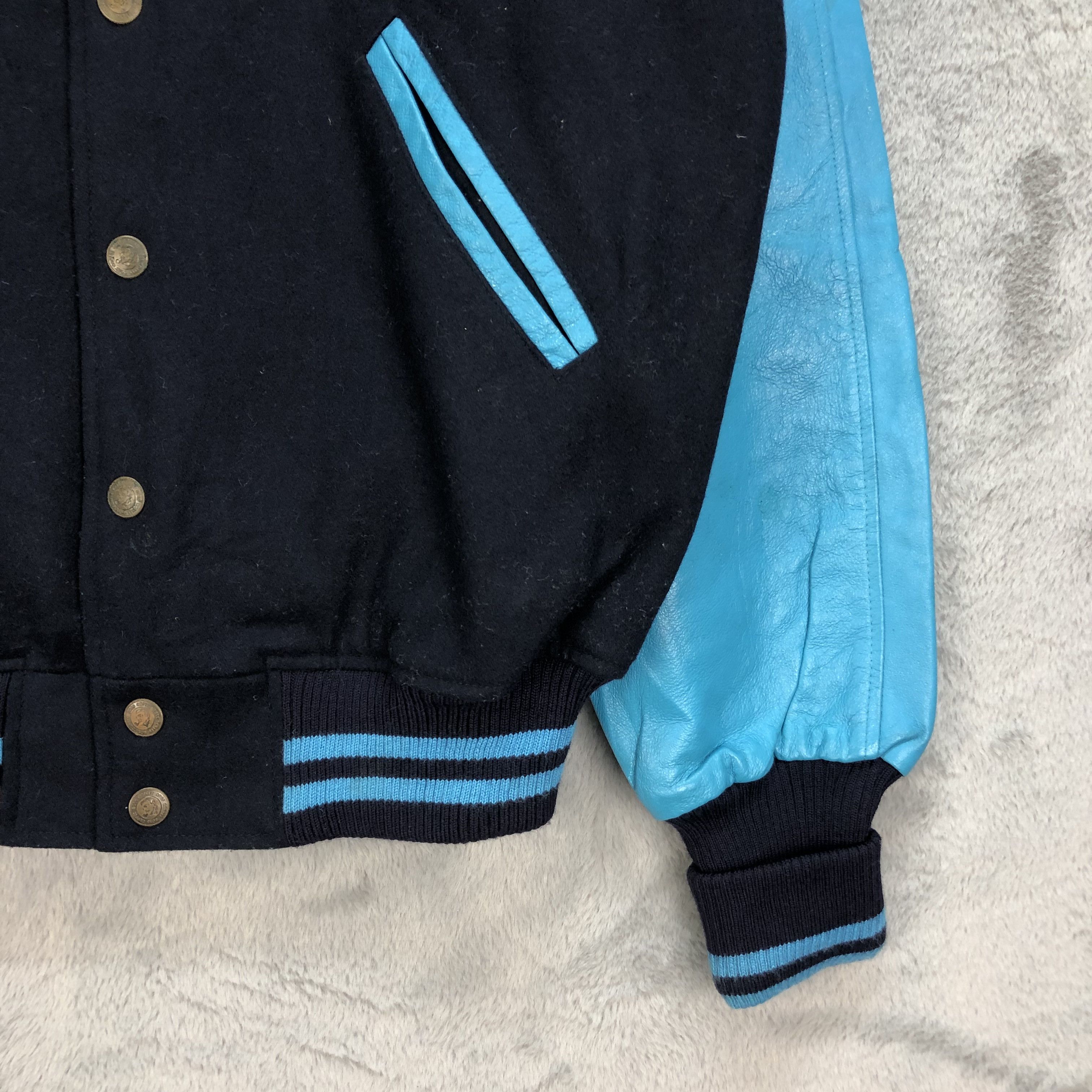 Japanese Brand SUNTORY COFFEE BOSS WOOL LEATHER VARSITY #5411-189 Size US L / EU 52-54 / 3 - 9 Thumbnail