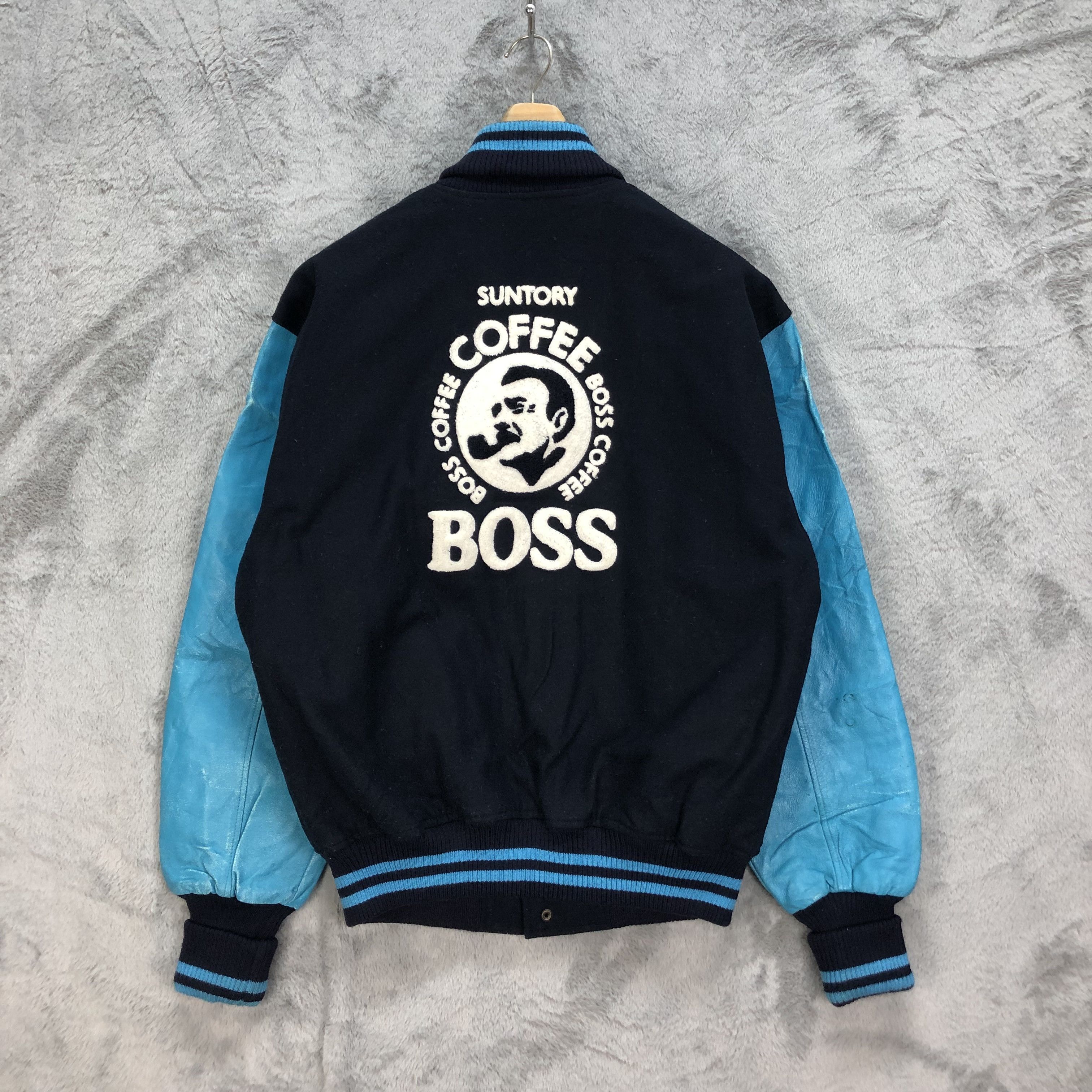 Japanese Brand SUNTORY COFFEE BOSS WOOL LEATHER VARSITY #5411-189 Size US L / EU 52-54 / 3 - 1 Thumbnail