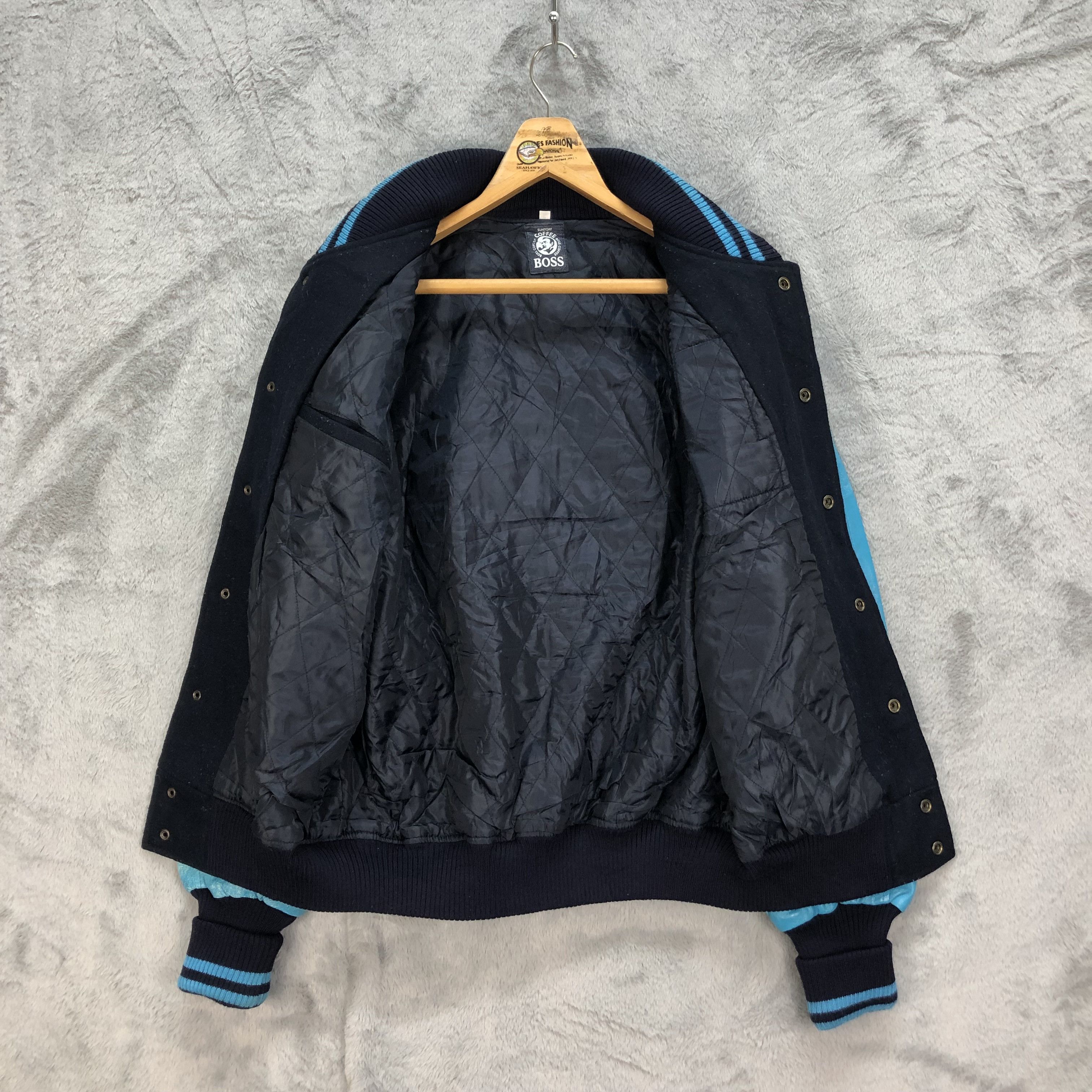 Japanese Brand SUNTORY COFFEE BOSS WOOL LEATHER VARSITY #5411-189 Size US L / EU 52-54 / 3 - 10 Thumbnail