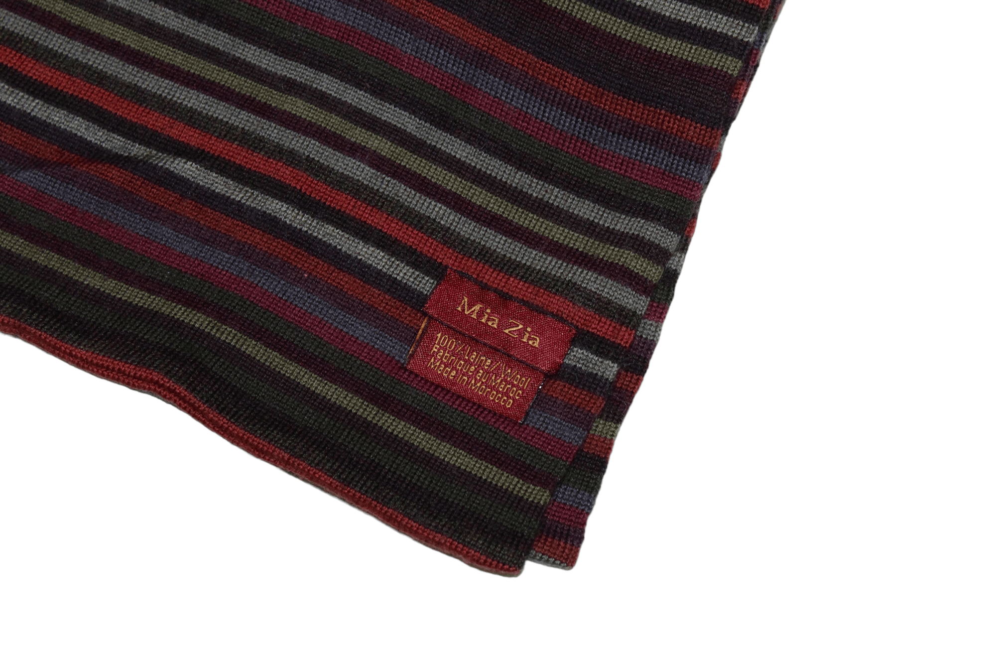 Homespun Knitwear MIA ZIA handcraft multicolour striped intarsia wool scarf Size ONE SIZE - 2 Thumbnail