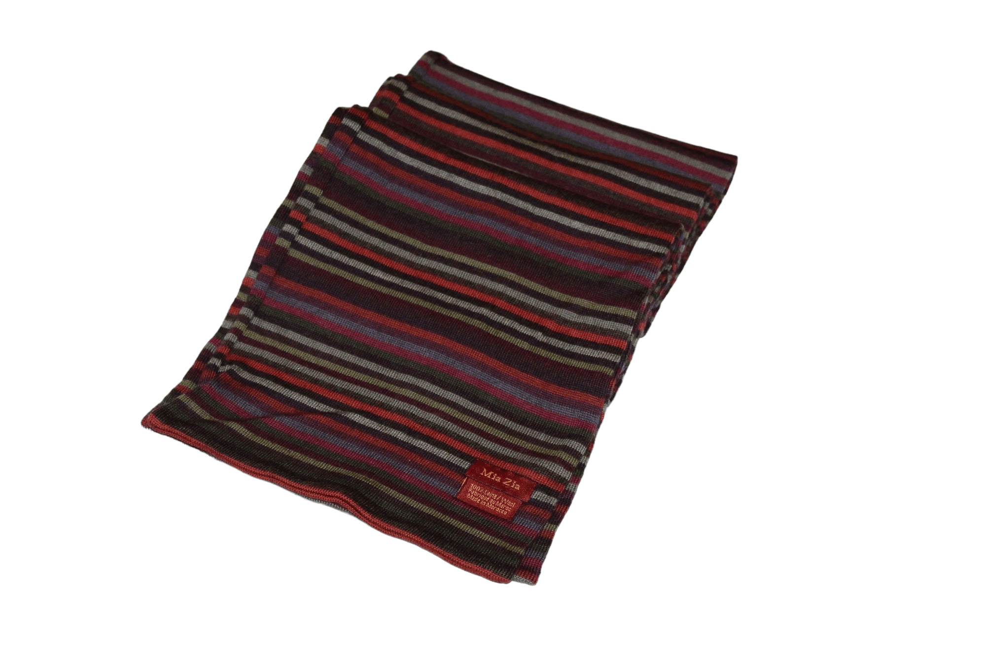 Homespun Knitwear MIA ZIA handcraft multicolour striped intarsia wool scarf Size ONE SIZE - 1 Thumbnail