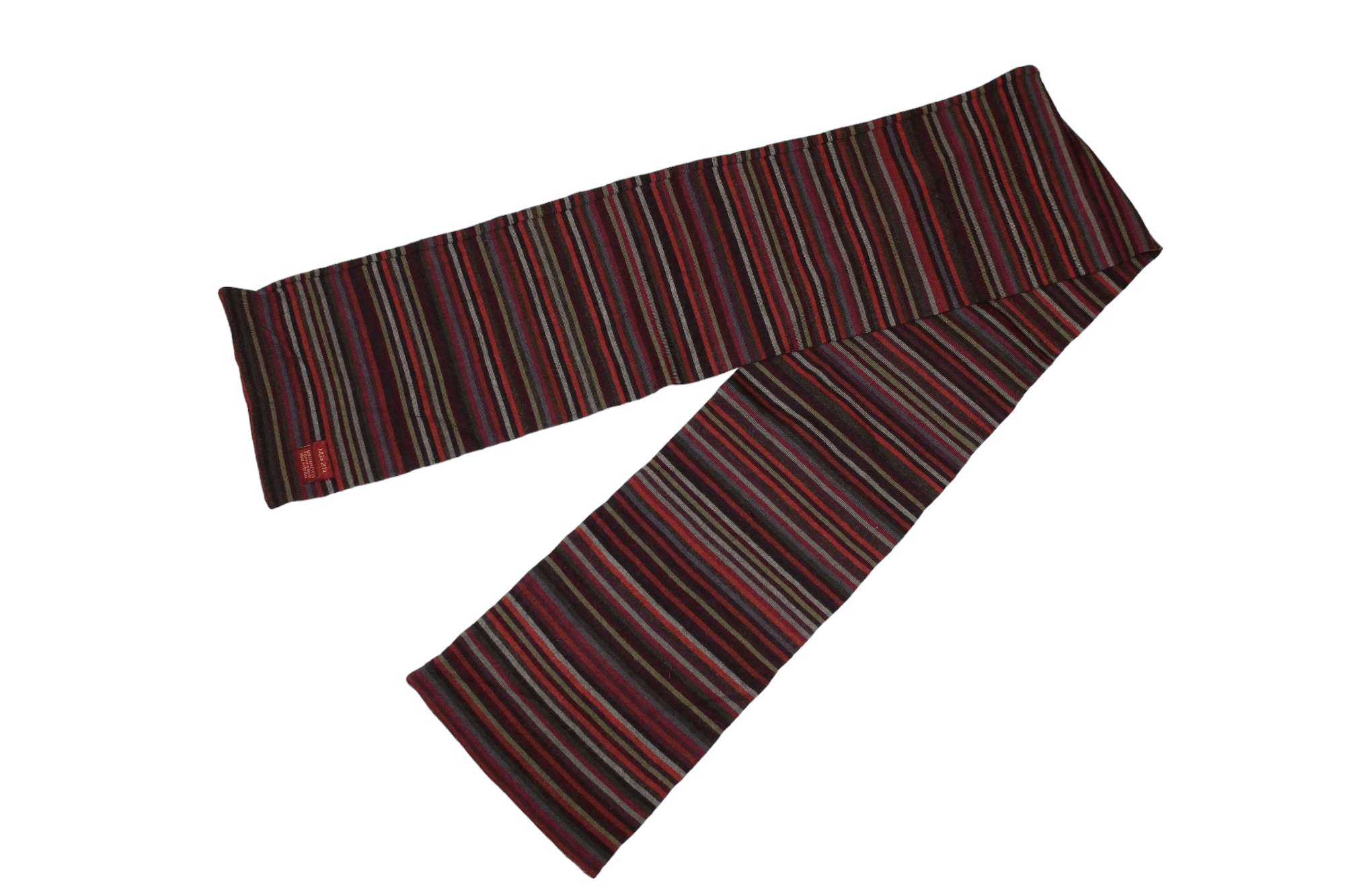 Homespun Knitwear MIA ZIA handcraft multicolour striped intarsia wool scarf Size ONE SIZE - 3 Thumbnail