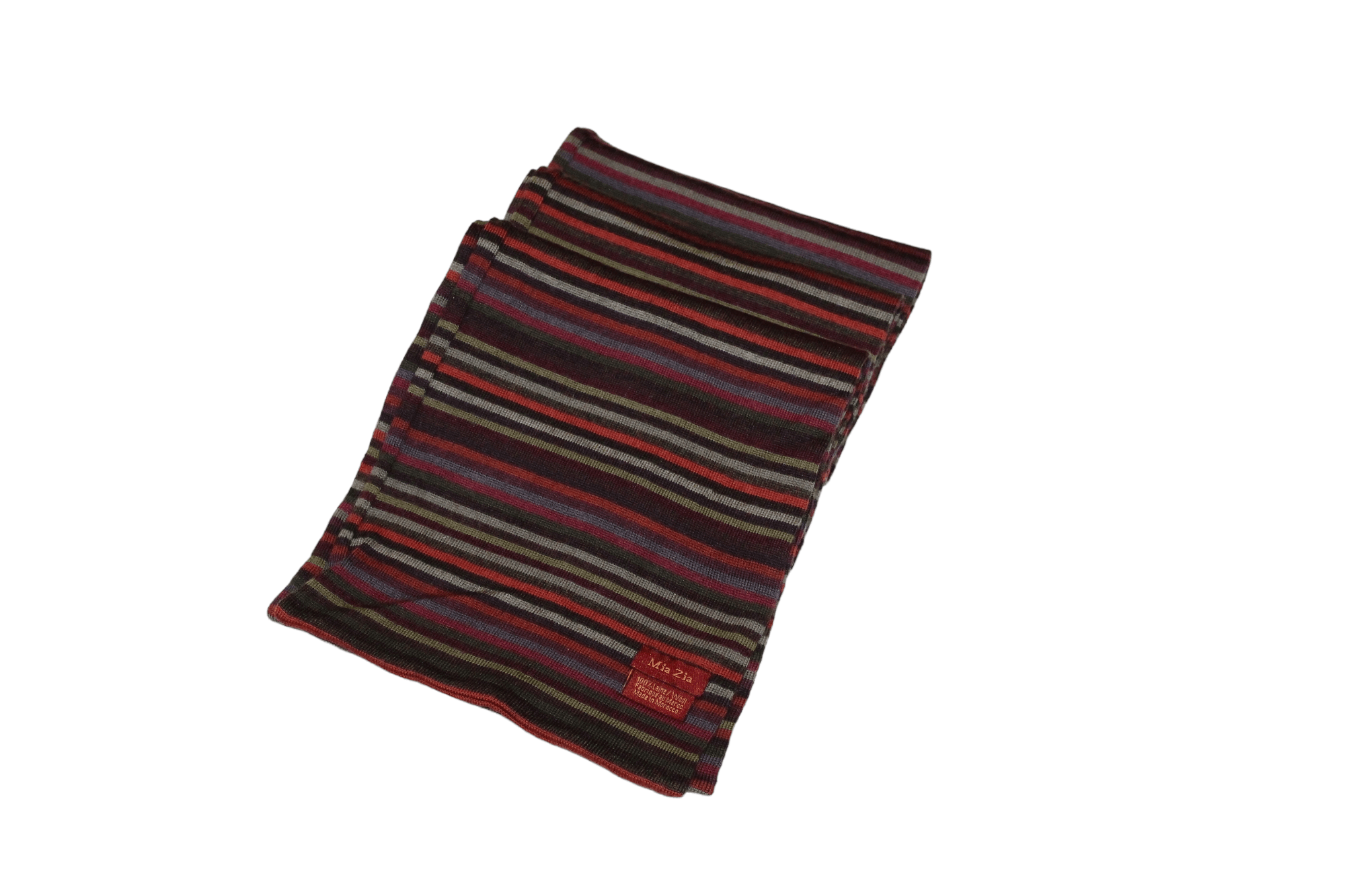 Homespun Knitwear MIA ZIA handcraft multicolour striped intarsia wool scarf Size ONE SIZE - 4 Thumbnail