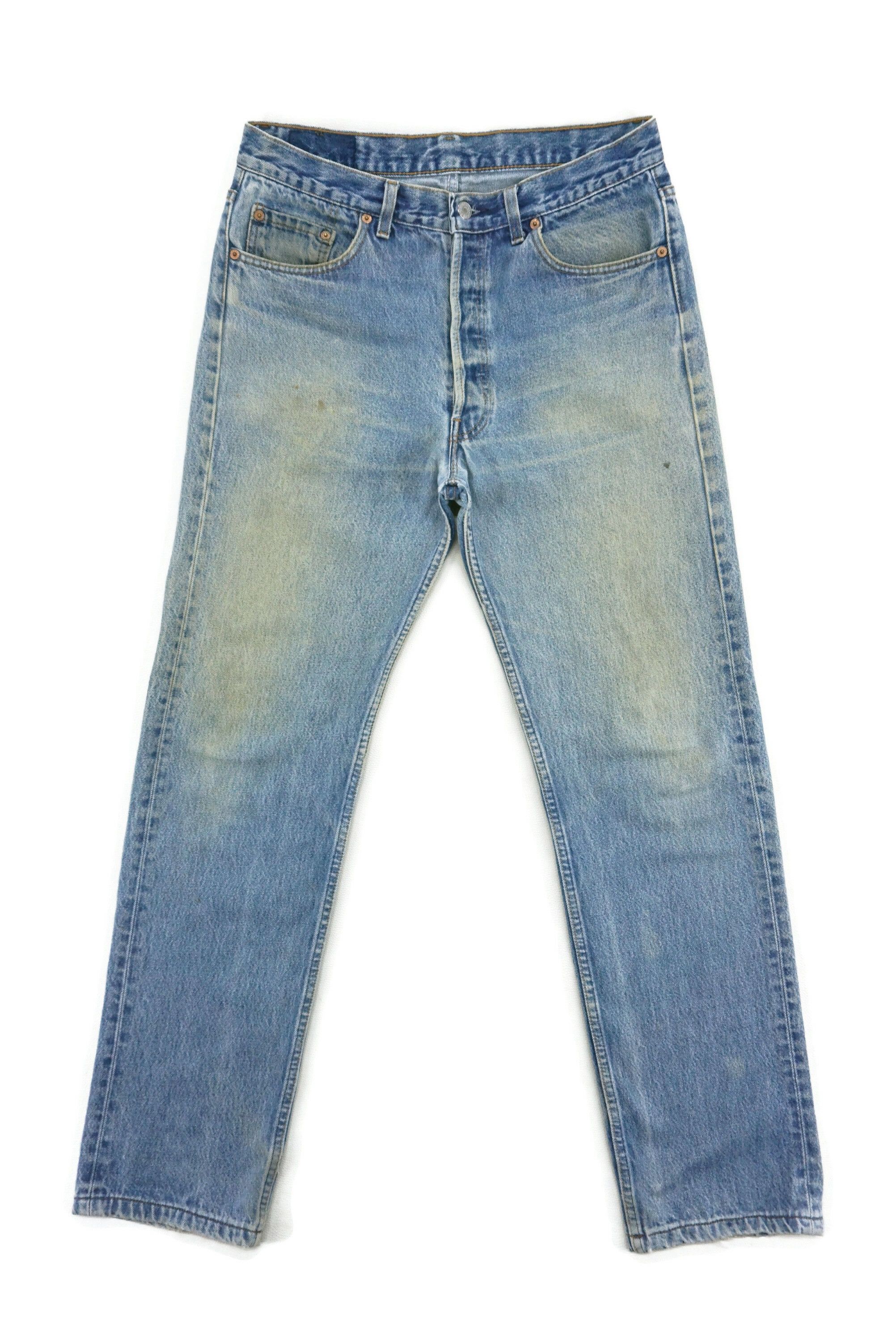 image of Levis x Rodeo 501 Vintage Distressed Jeans Dirty Blue Jeans Usa Made, Men's (Size 33)