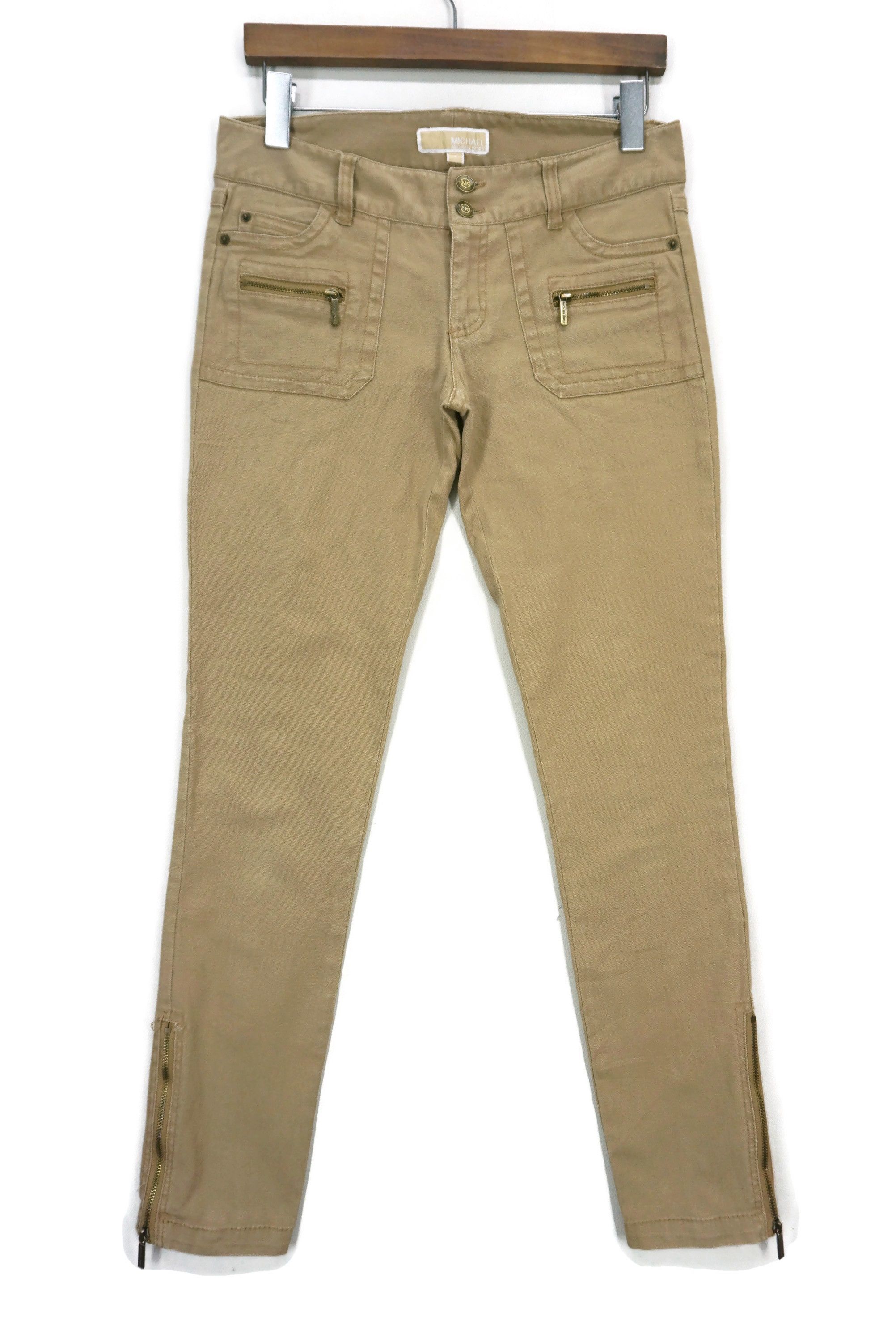 image of Michael Kors x Surplus Low Rise Skinny Baker Pants Multi Zipper Tapered Pants in Beige, Women's (Si