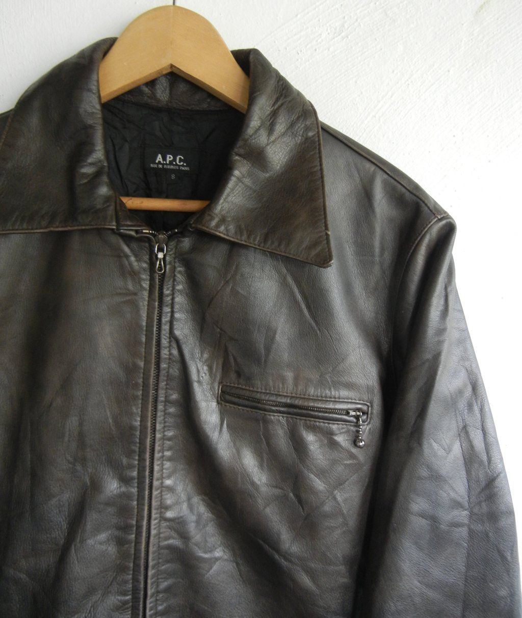 A.P.C. A.P.C France Leather Jacket Dark Brown Small Size | Grailed