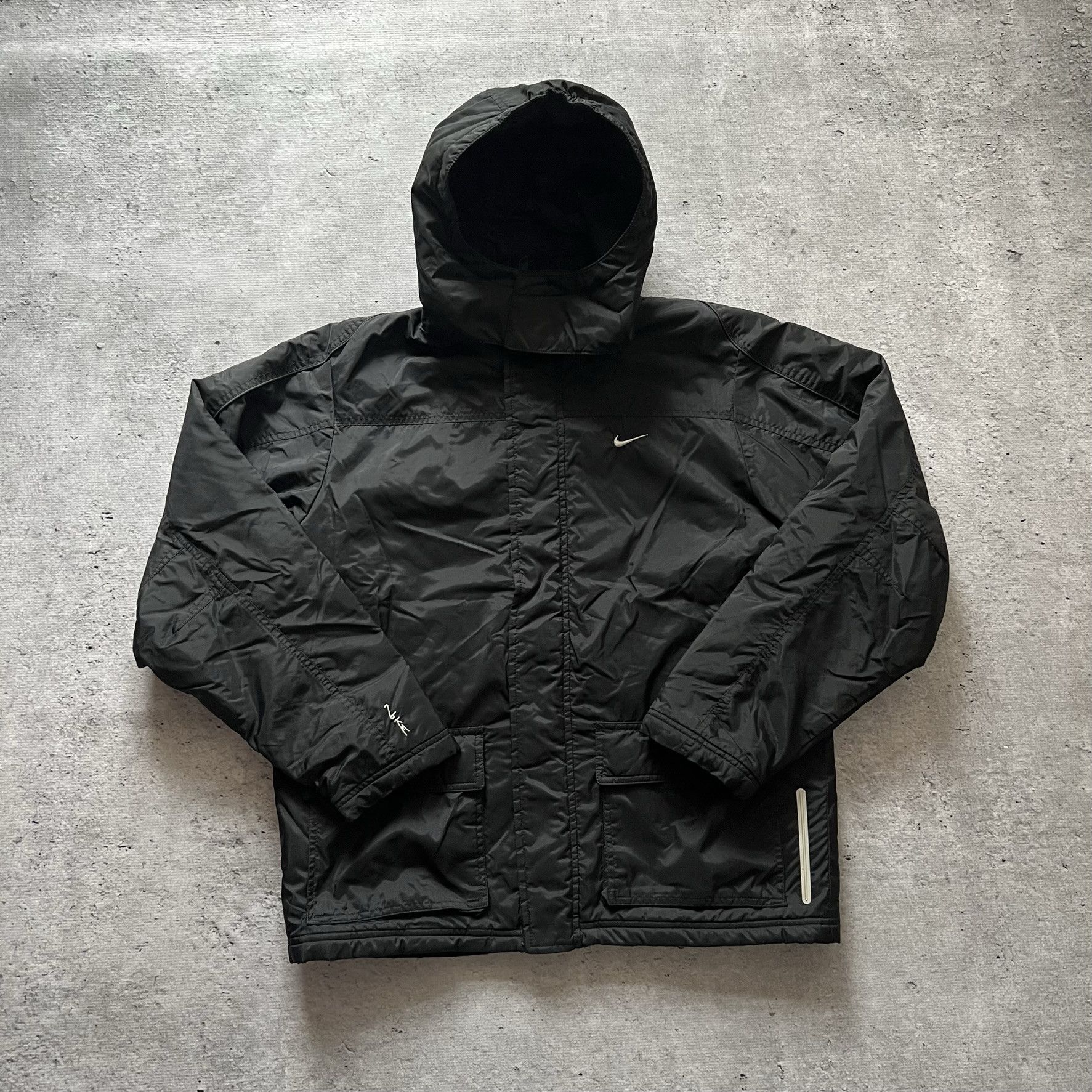Pre-owned Nike X Vintage Nike Vintage Black Winter Puffer Jacket 90's Drill