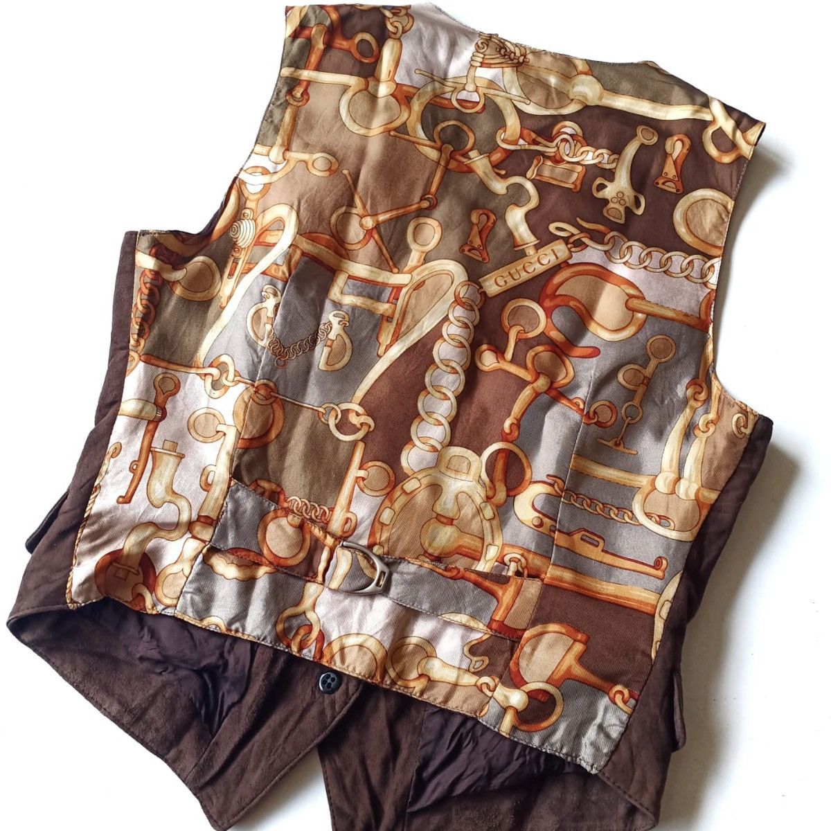 Gucci Vintage Gucci By Tom Ford Leather Silk Print Vest Size US S / EU 44-46 / 1 - 4 Thumbnail