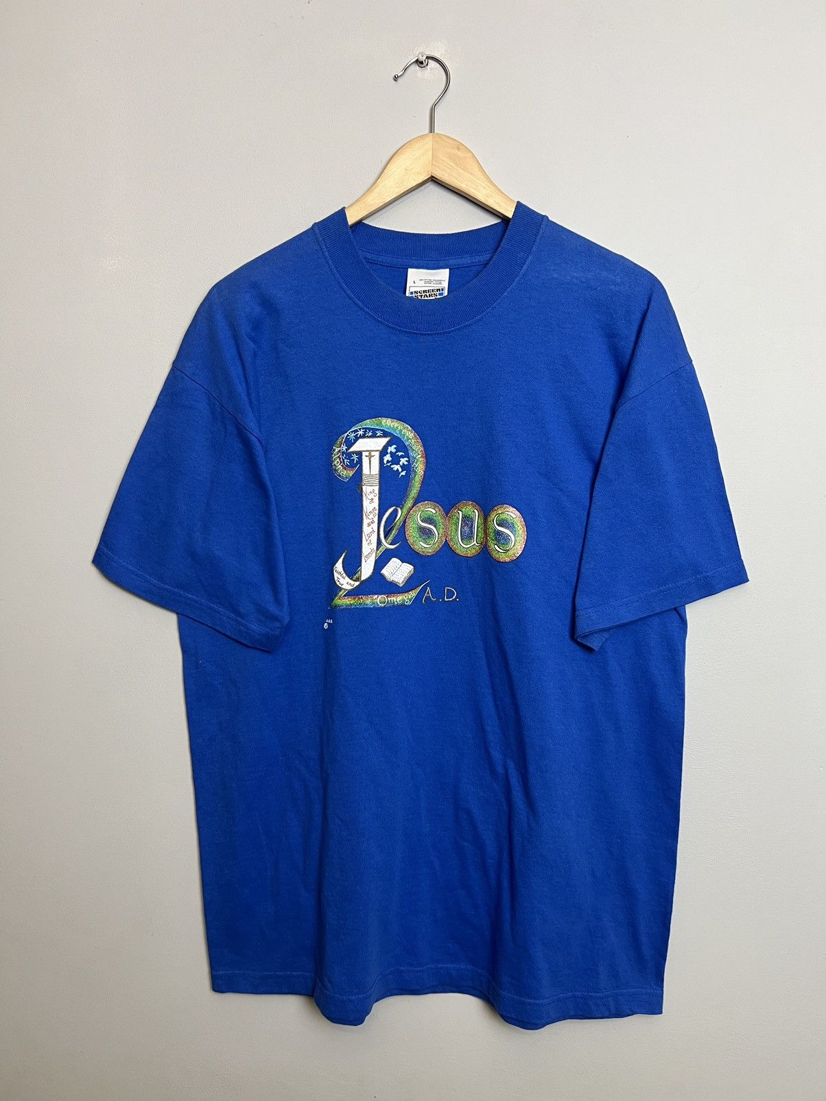 Vintage Vintage 90s Living Epistles Jesus King Of Kings Omega AD Tee Size US L / EU 52-54 / 3 - 1 Thumbnail