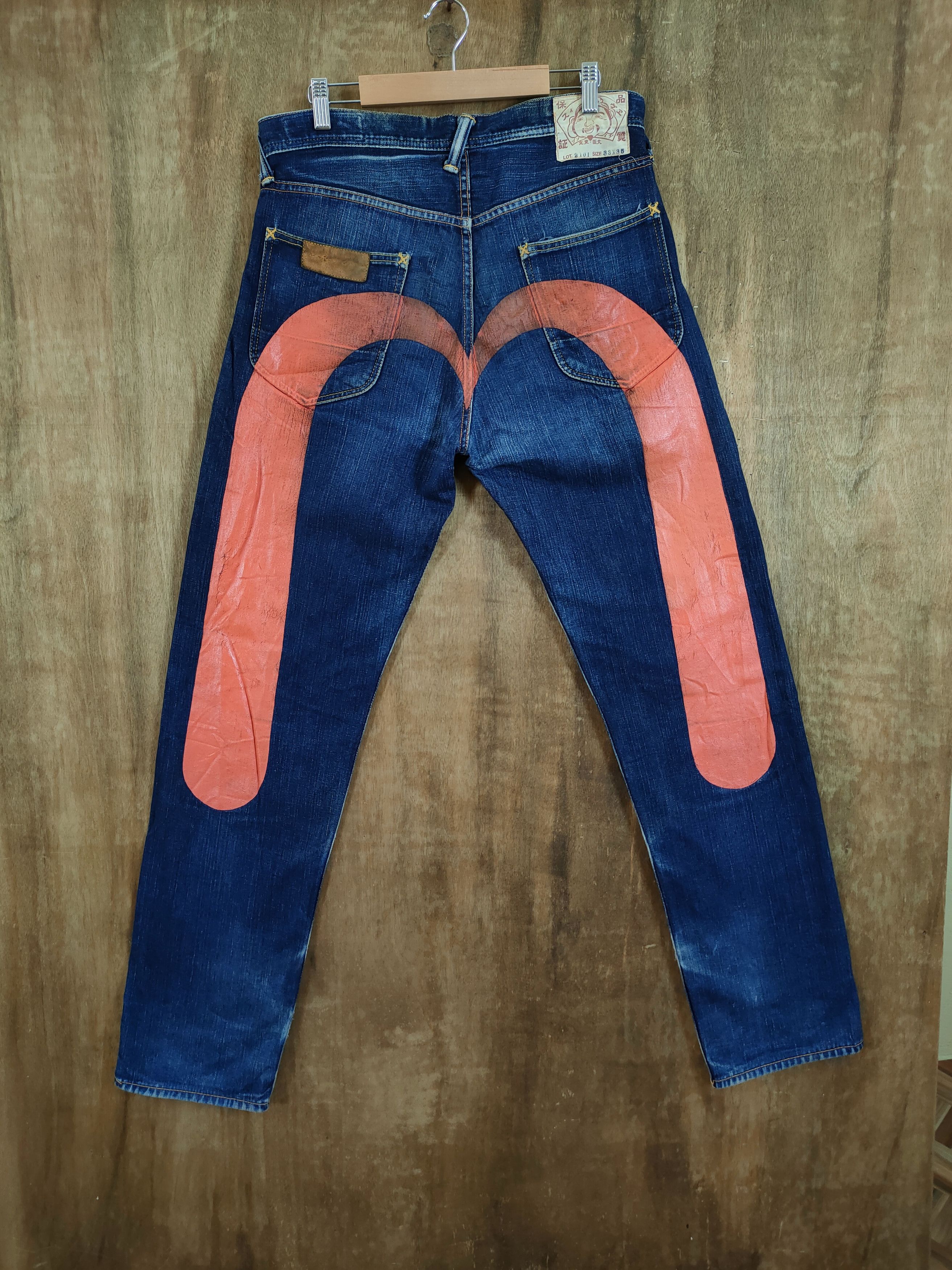 image of Distressed Denim x Evisu Lot 2101 Selvedge Denim Japan Pants46-892 Dlal in Blue, Men's (Size 33)