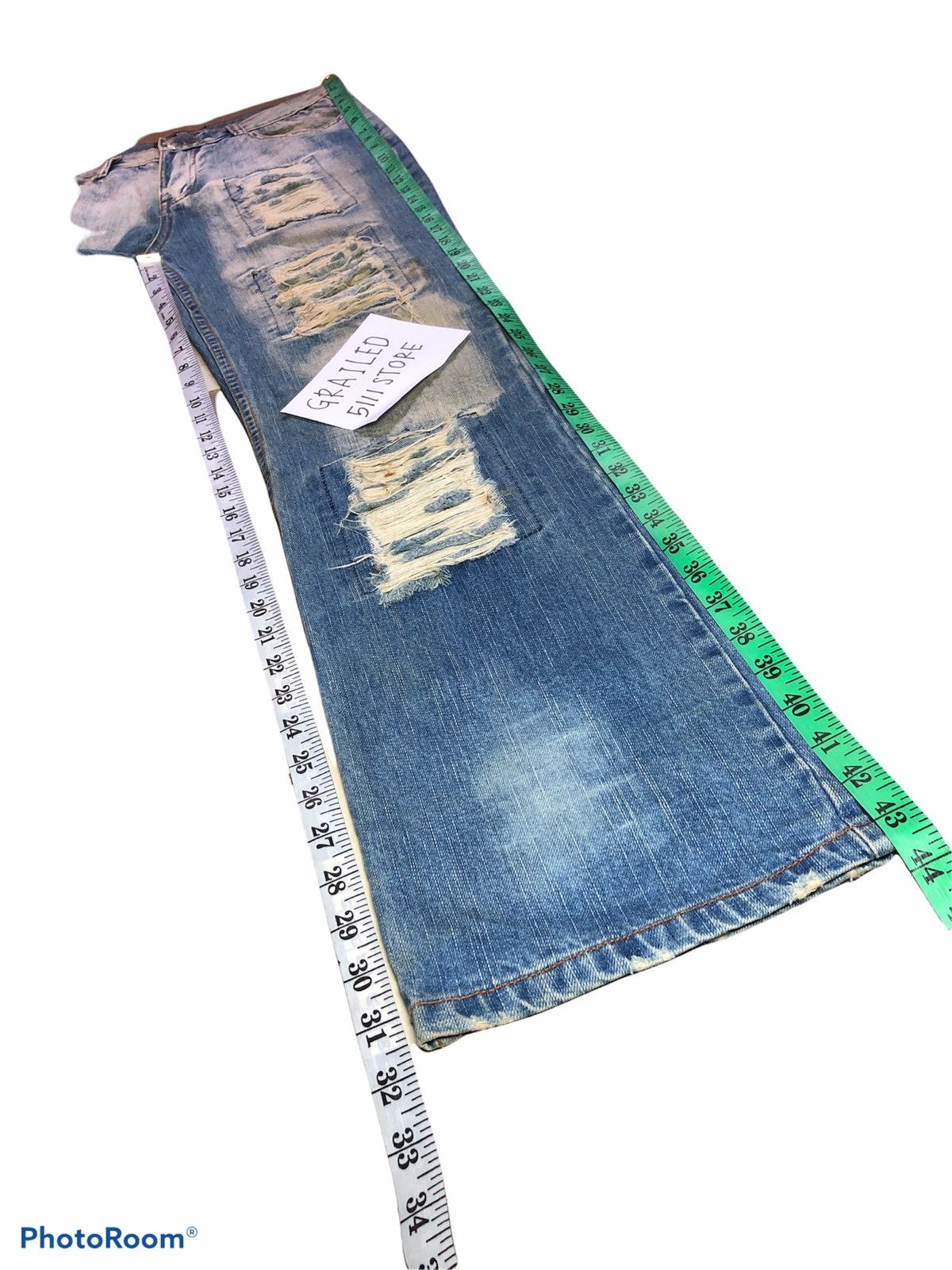 Japanese Brand RIPPED PATCHES DISTRESSED by Doll Jeans Size US 31 - 13 Thumbnail