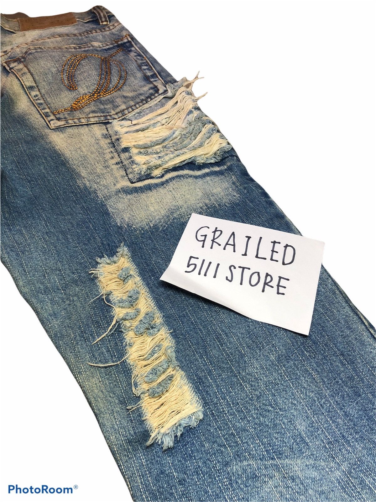 Japanese Brand RIPPED PATCHES DISTRESSED by Doll Jeans Size US 31 - 6 Thumbnail