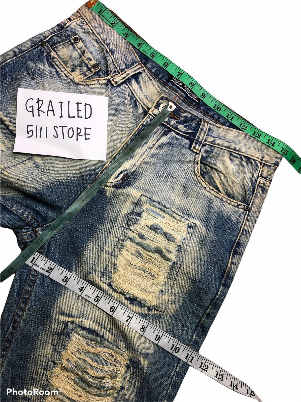 Japanese Brand RIPPED PATCHES DISTRESSED by Doll Jeans Size US 31 - 11 Thumbnail