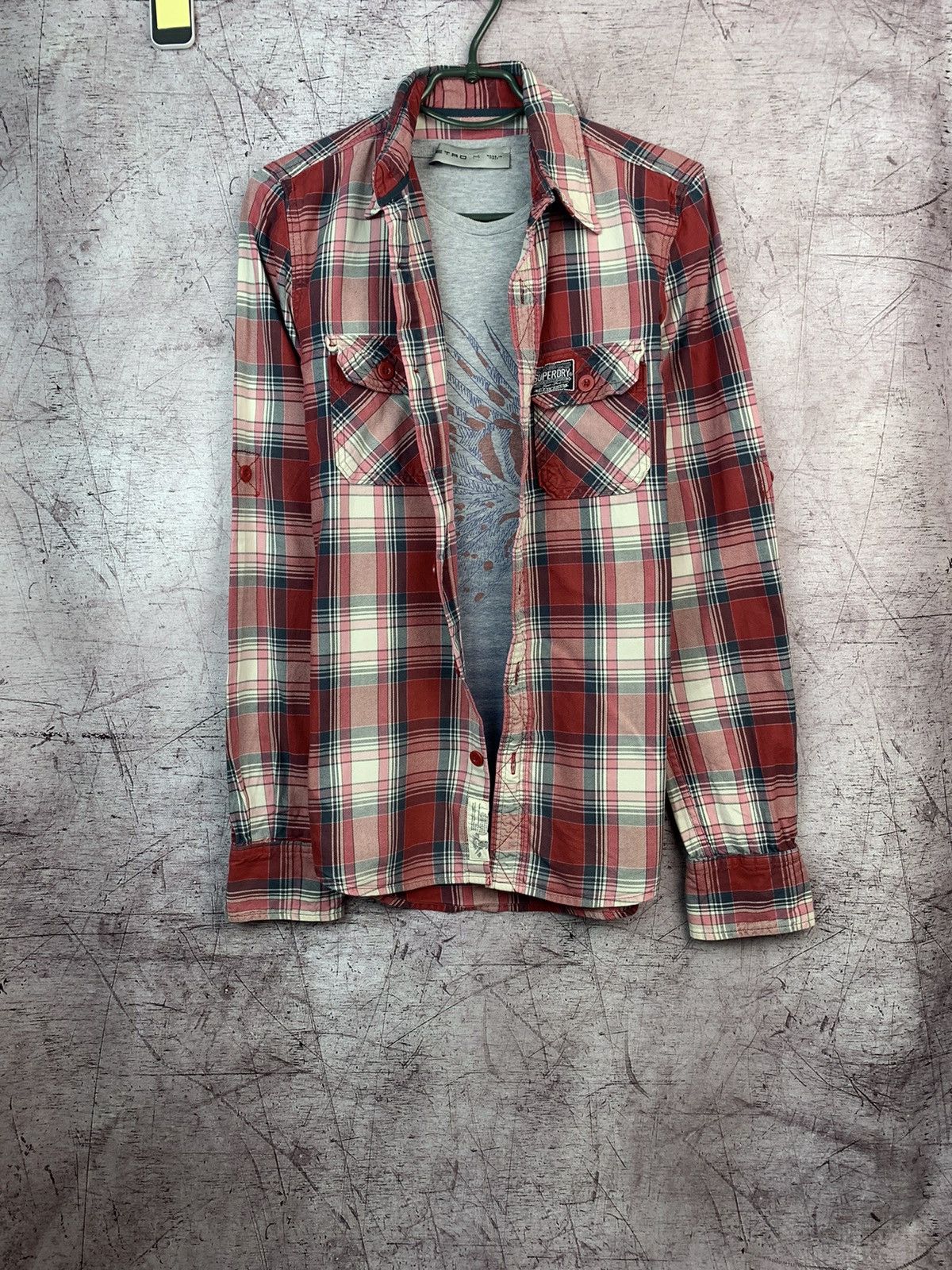 Flannel × Superdry × Vintage Vintage Superdry Flannel Plaid Pocket Shirt Travis style Size US S / EU 44-46 / 1 - 1 Thumbnail
