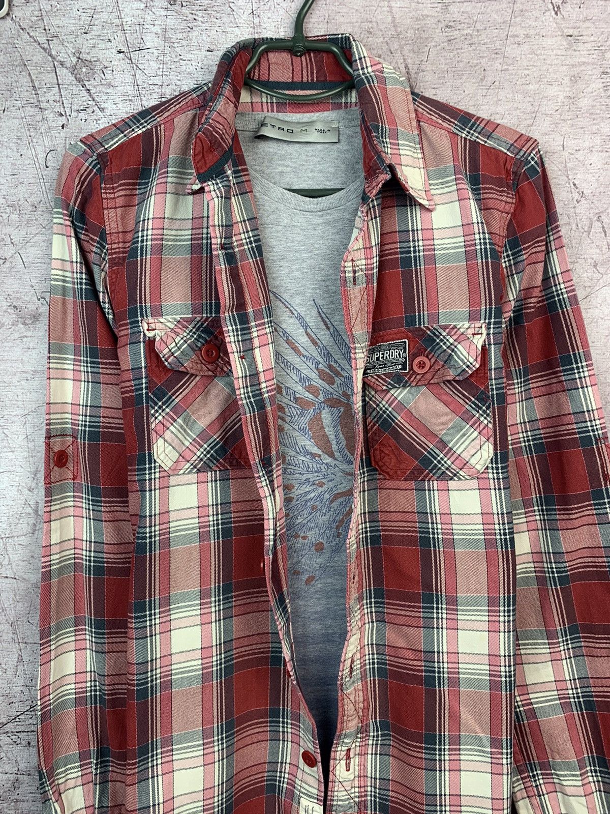 Flannel × Superdry × Vintage Vintage Superdry Flannel Plaid Pocket Shirt Travis style Size US S / EU 44-46 / 1 - 2 Thumbnail