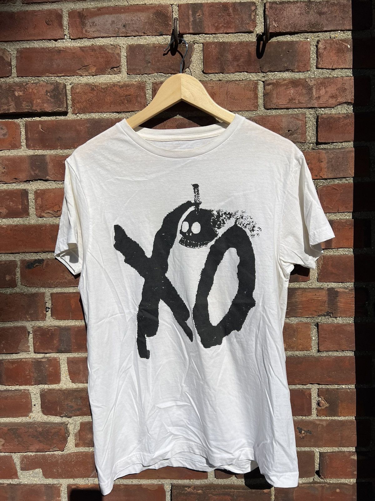 RARE The Weeknd Women's 2007 XO Skull Tee Shirt Crew Neck Short Sleeve on sale Black L