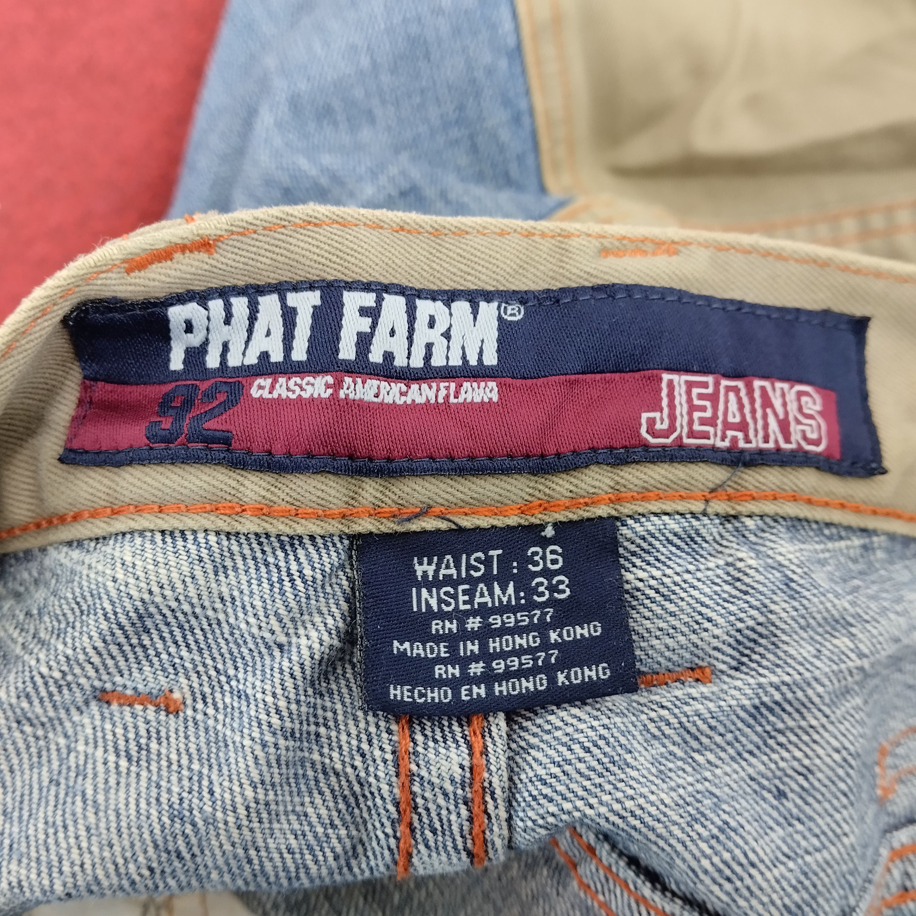 Japanese Brand Phat Farm Patchwork Style Distressed Denim Jeans dp1 Size US 37 - 10 Thumbnail