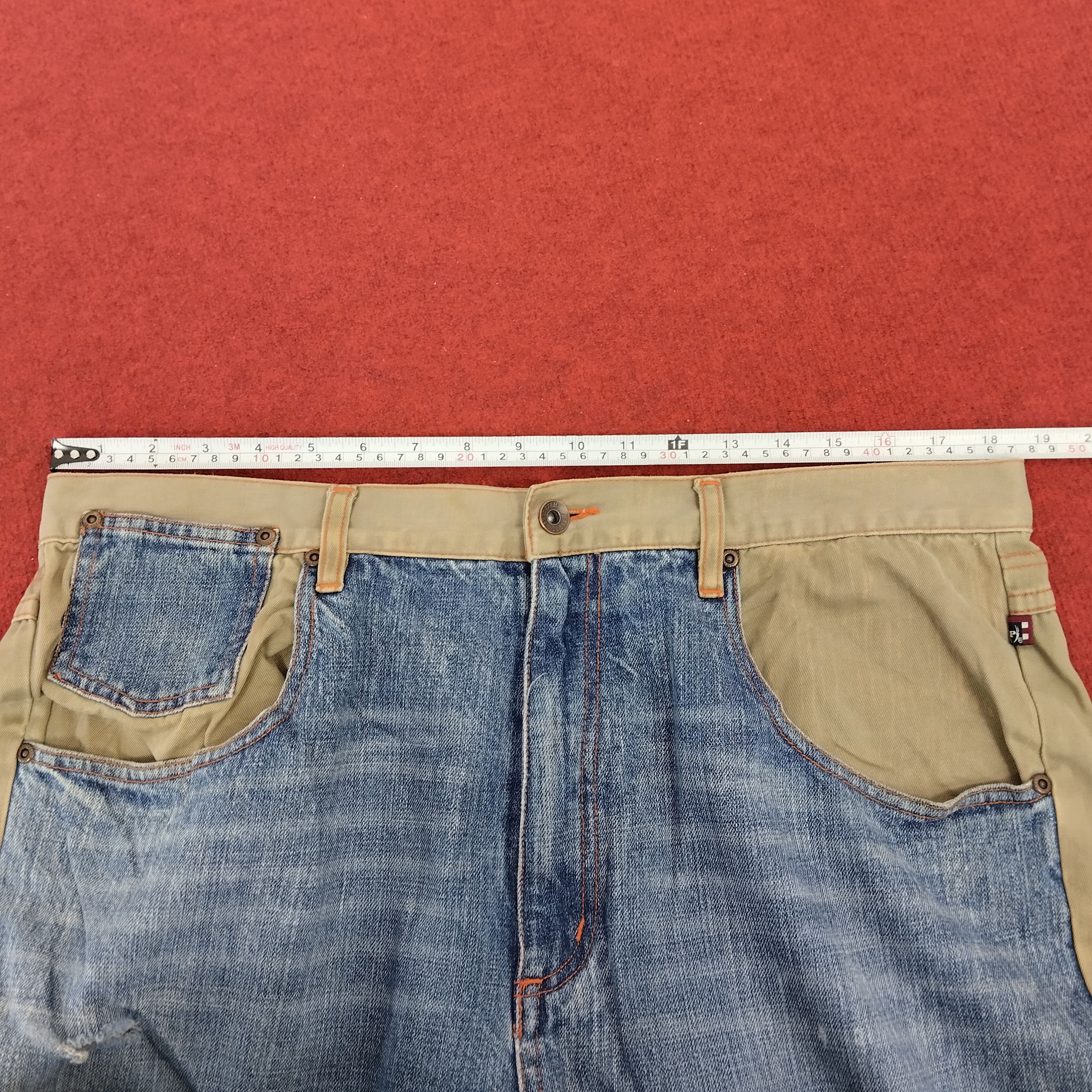 Japanese Brand Phat Farm Patchwork Style Distressed Denim Jeans dp1 Size US 37 - 17 Thumbnail