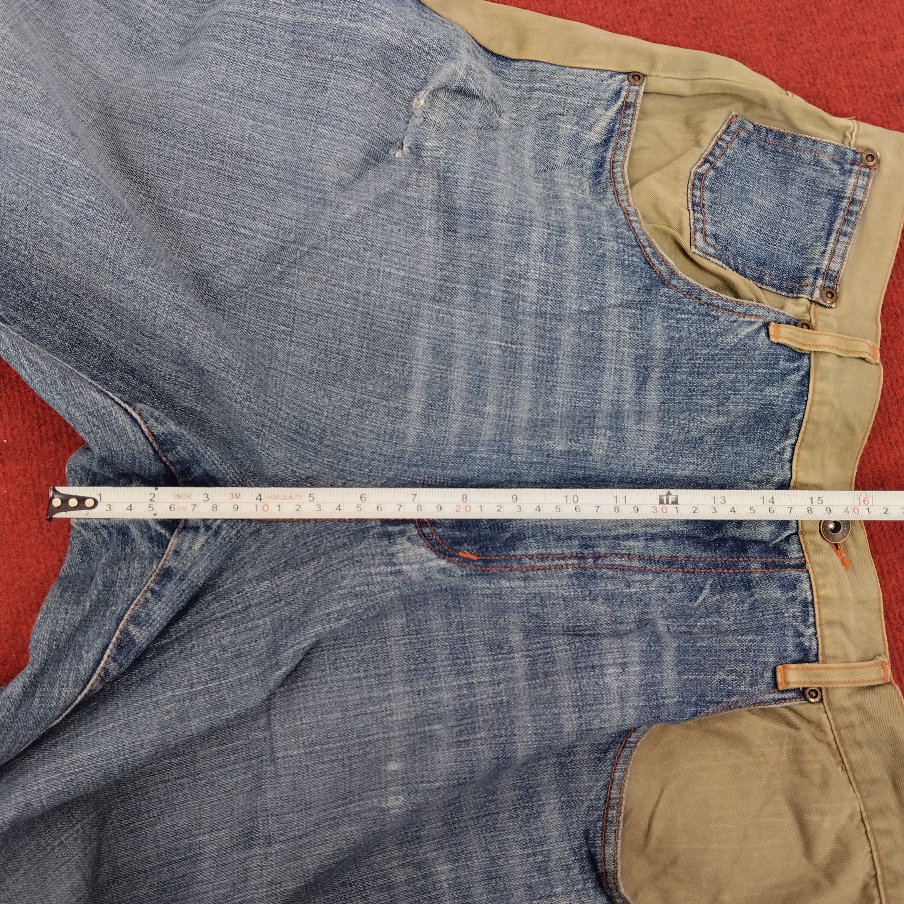 Japanese Brand Phat Farm Patchwork Style Distressed Denim Jeans dp1 Size US 37 - 18 Thumbnail
