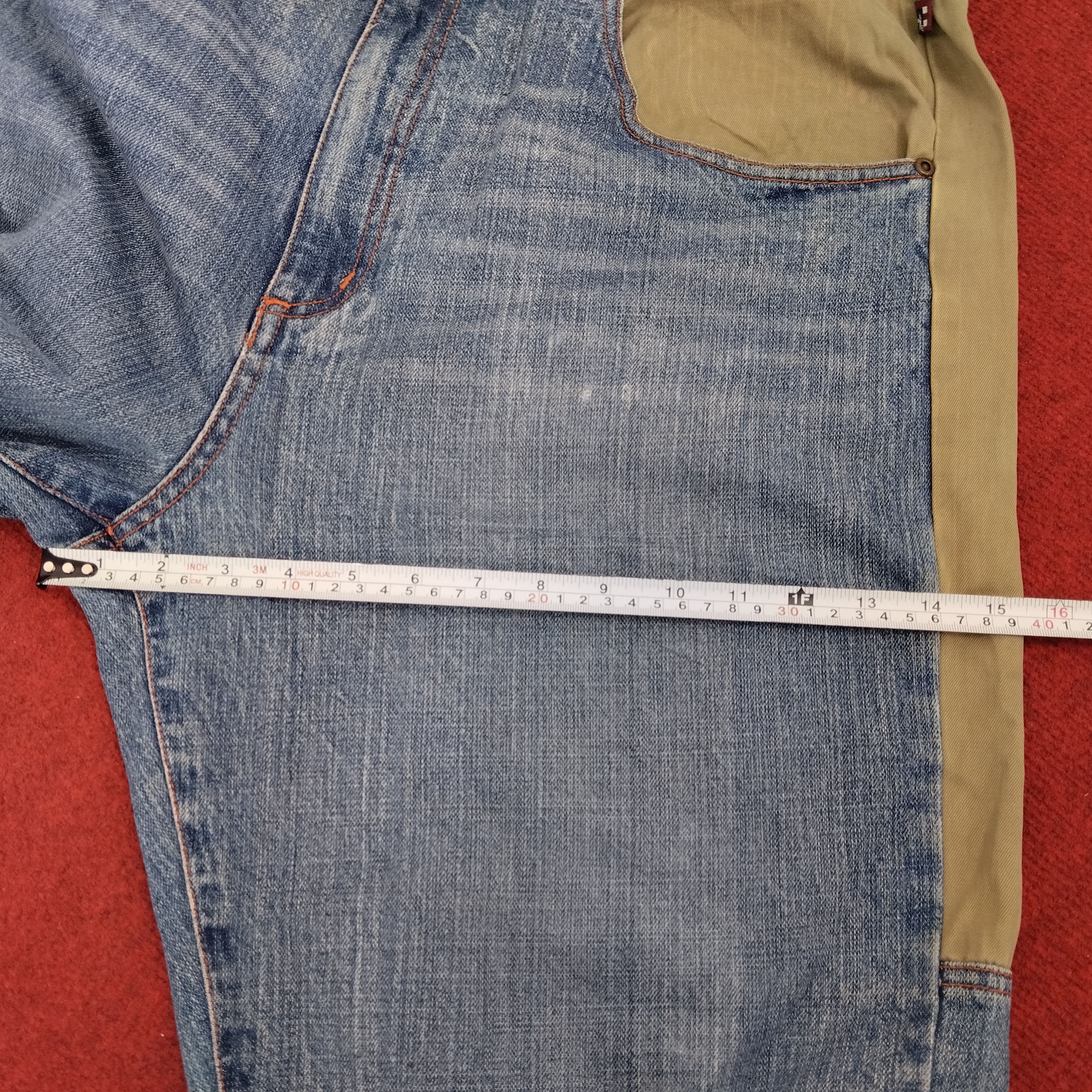 Japanese Brand Phat Farm Patchwork Style Distressed Denim Jeans dp1 Size US 37 - 19 Thumbnail