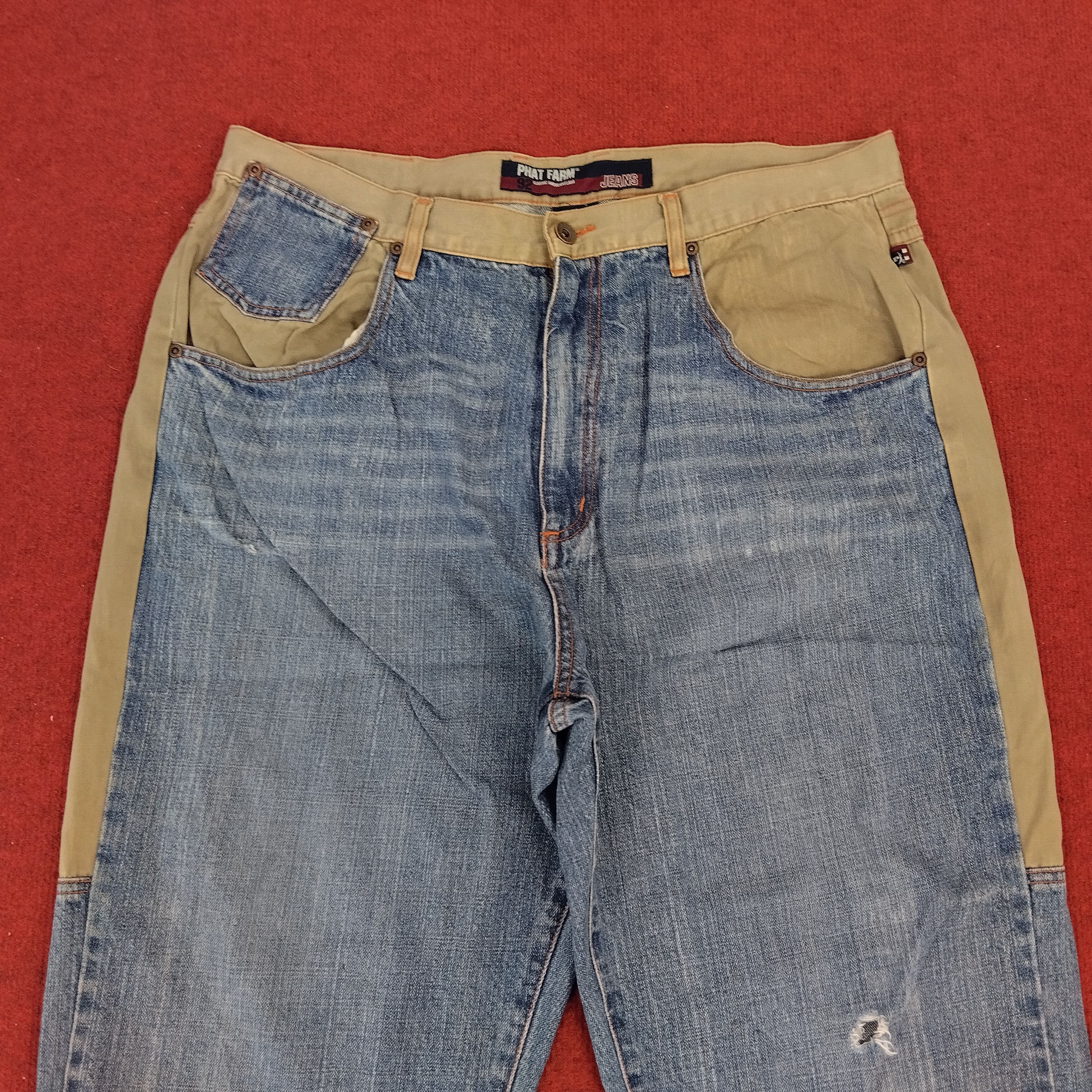 Japanese Brand Phat Farm Patchwork Style Distressed Denim Jeans dp1 Size US 37 - 4 Thumbnail