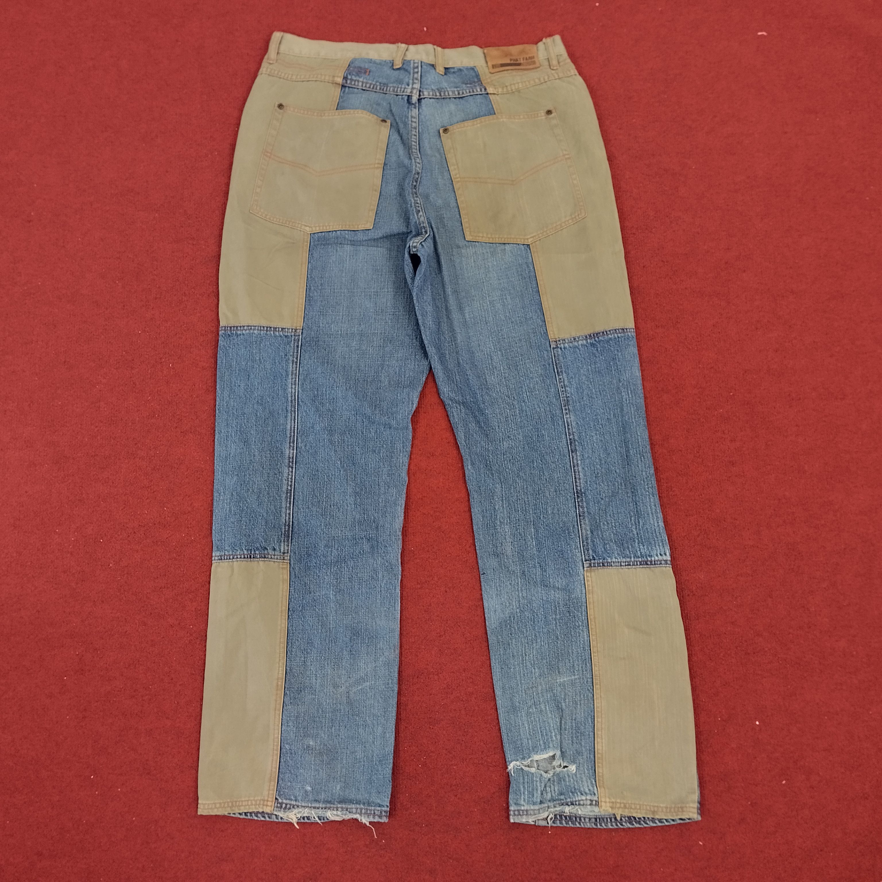 Japanese Brand Phat Farm Patchwork Style Distressed Denim Jeans dp1 Size US 37 - 2 Thumbnail