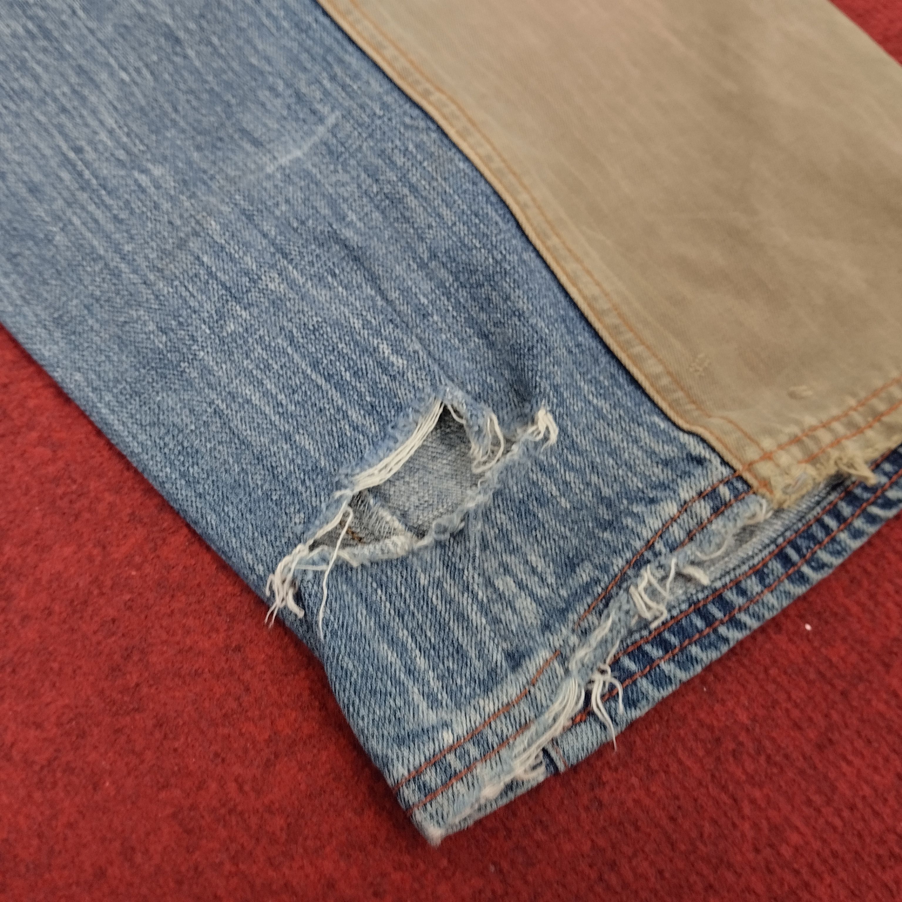 Japanese Brand Phat Farm Patchwork Style Distressed Denim Jeans dp1 Size US 37 - 15 Thumbnail
