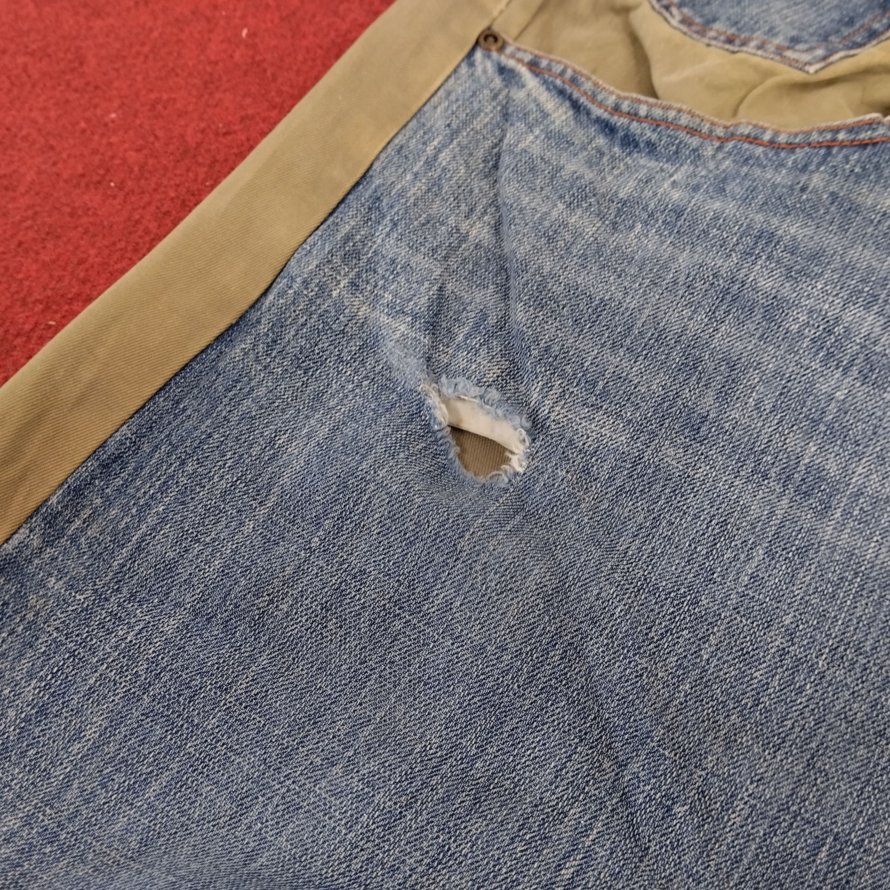 Japanese Brand Phat Farm Patchwork Style Distressed Denim Jeans dp1 Size US 37 - 13 Thumbnail